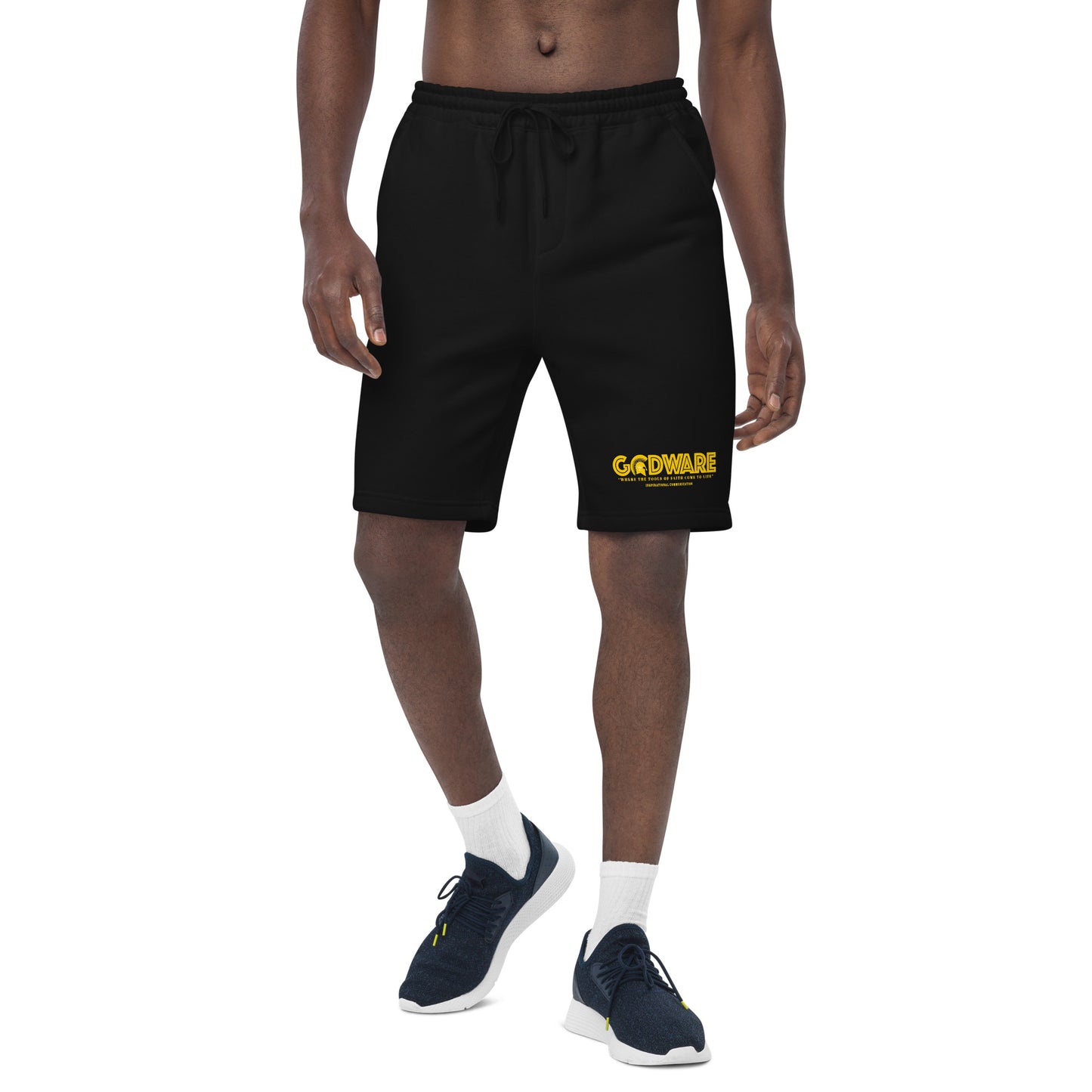 Godware logo cotton fleece shorts (yellow print)