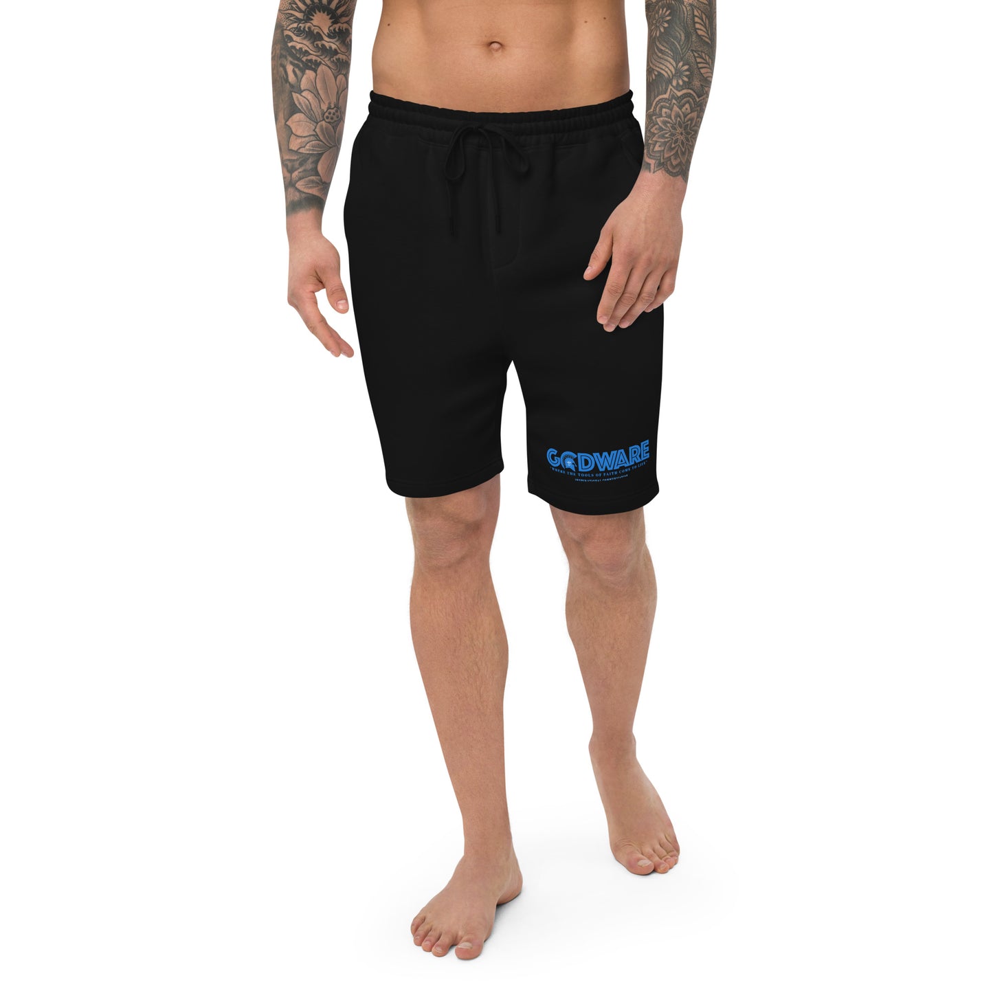 Godware logo cotton fleece shorts - Detroit Blue print