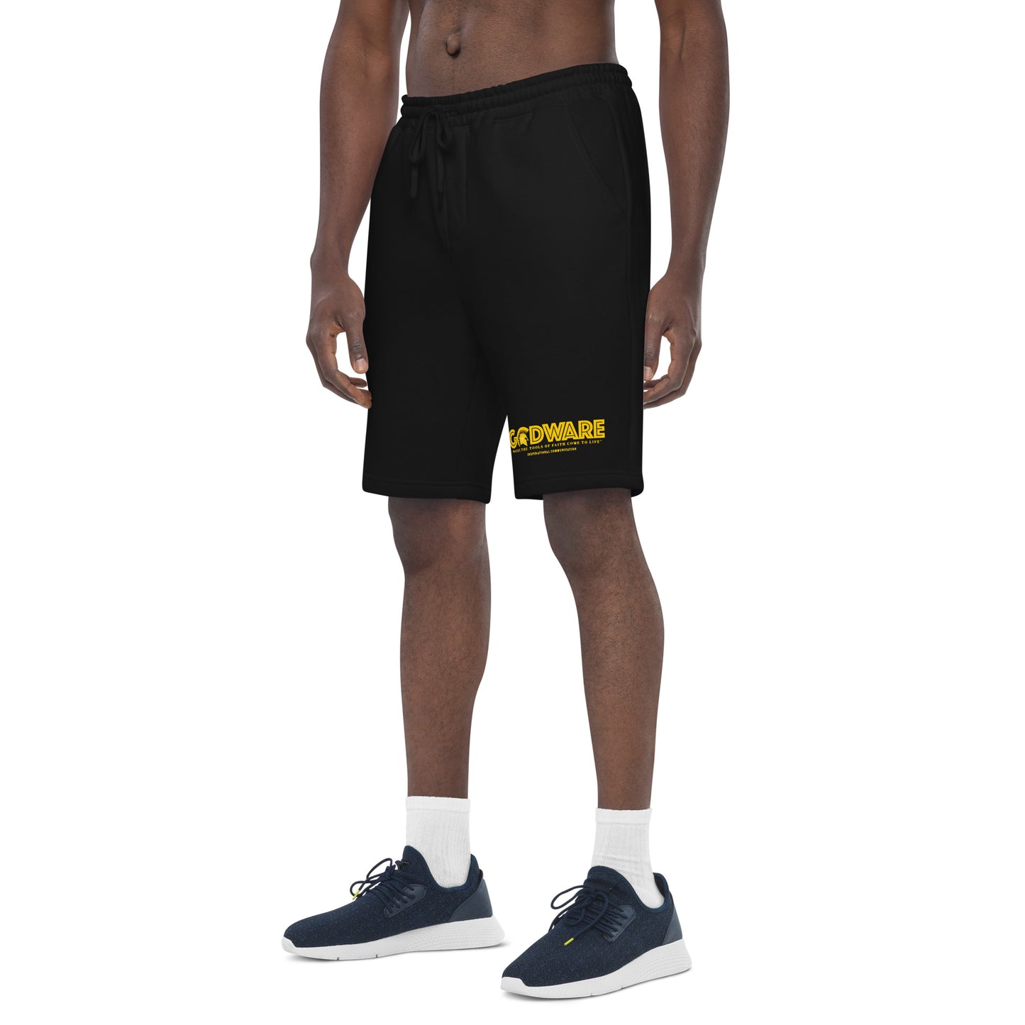 Godware logo cotton fleece shorts (yellow print)