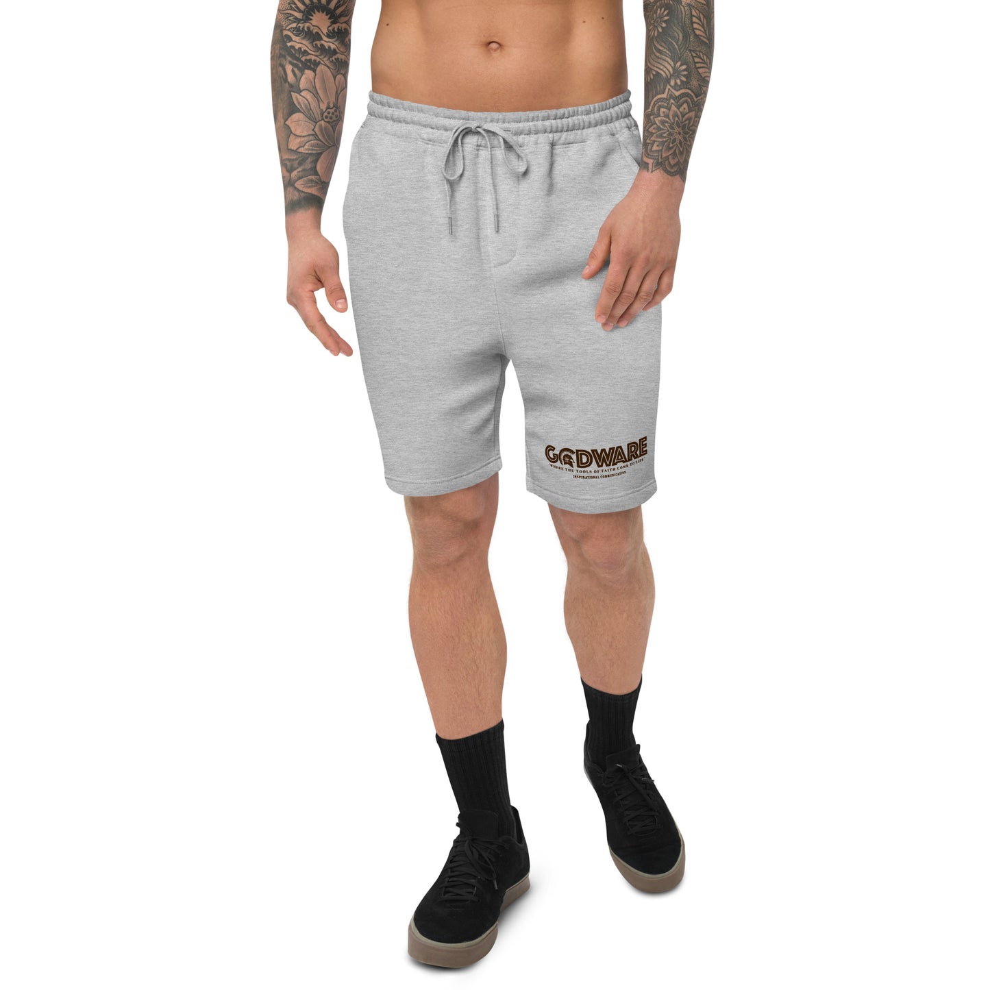 Godware logo cotton fleece shorts (coffee print)