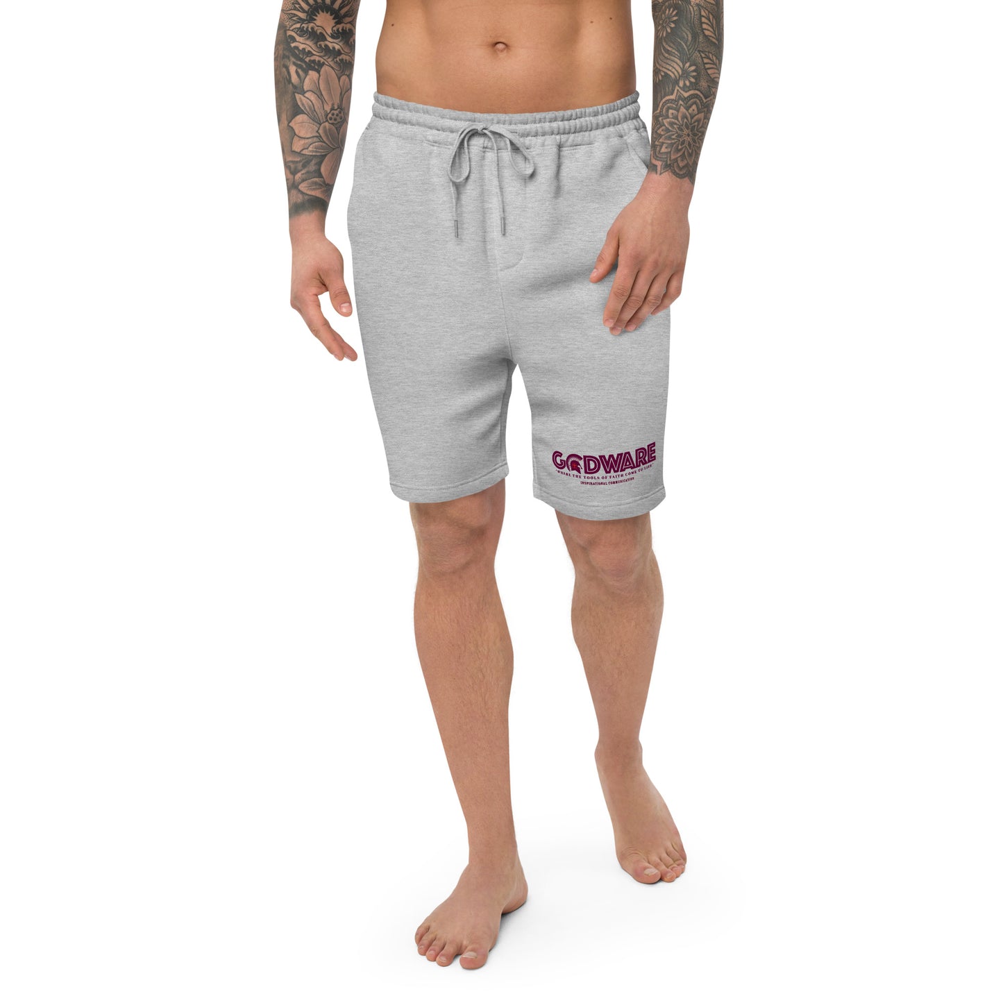 Godware Logo cotton fleece shorts (wine print)
