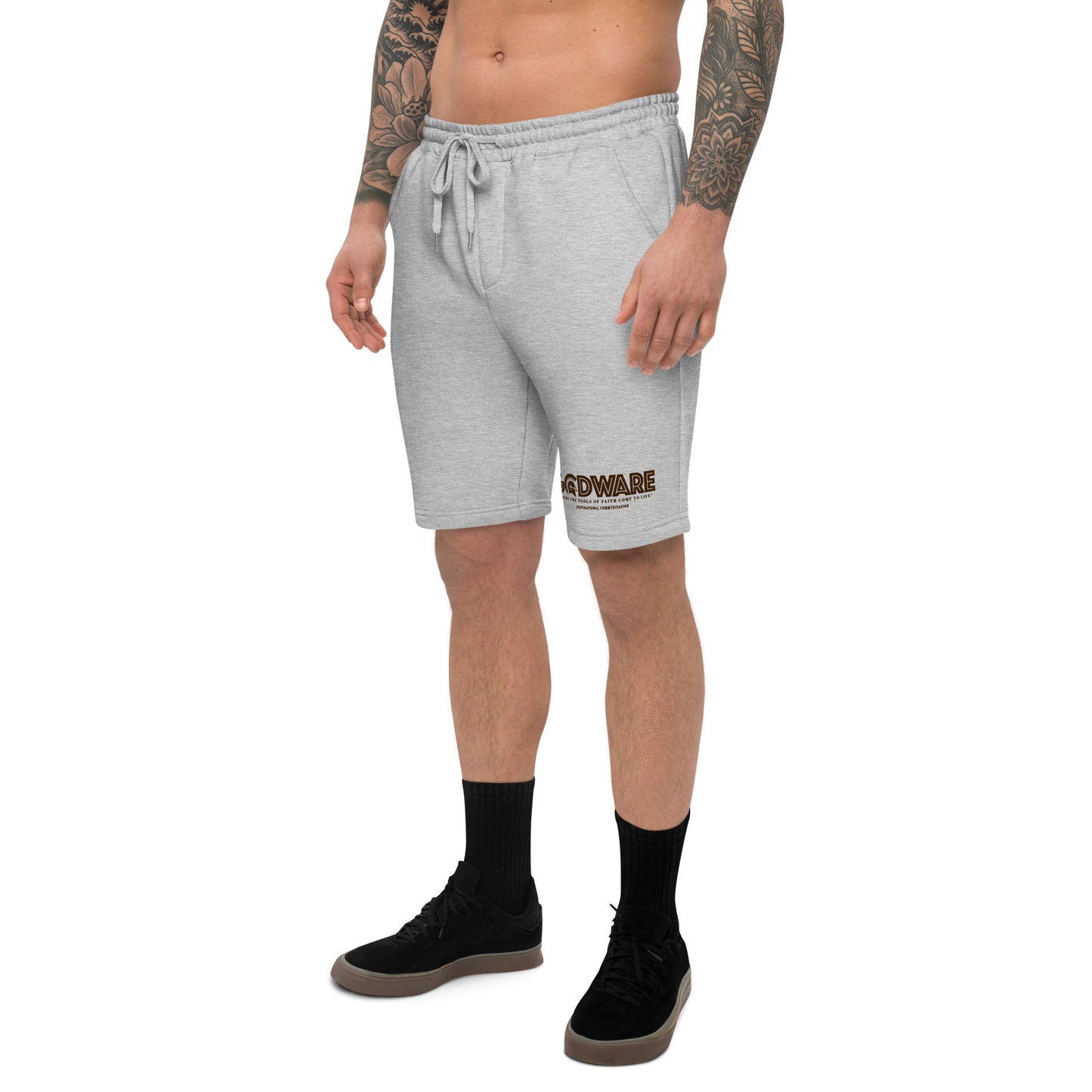 Godware logo cotton fleece shorts (coffee print)
