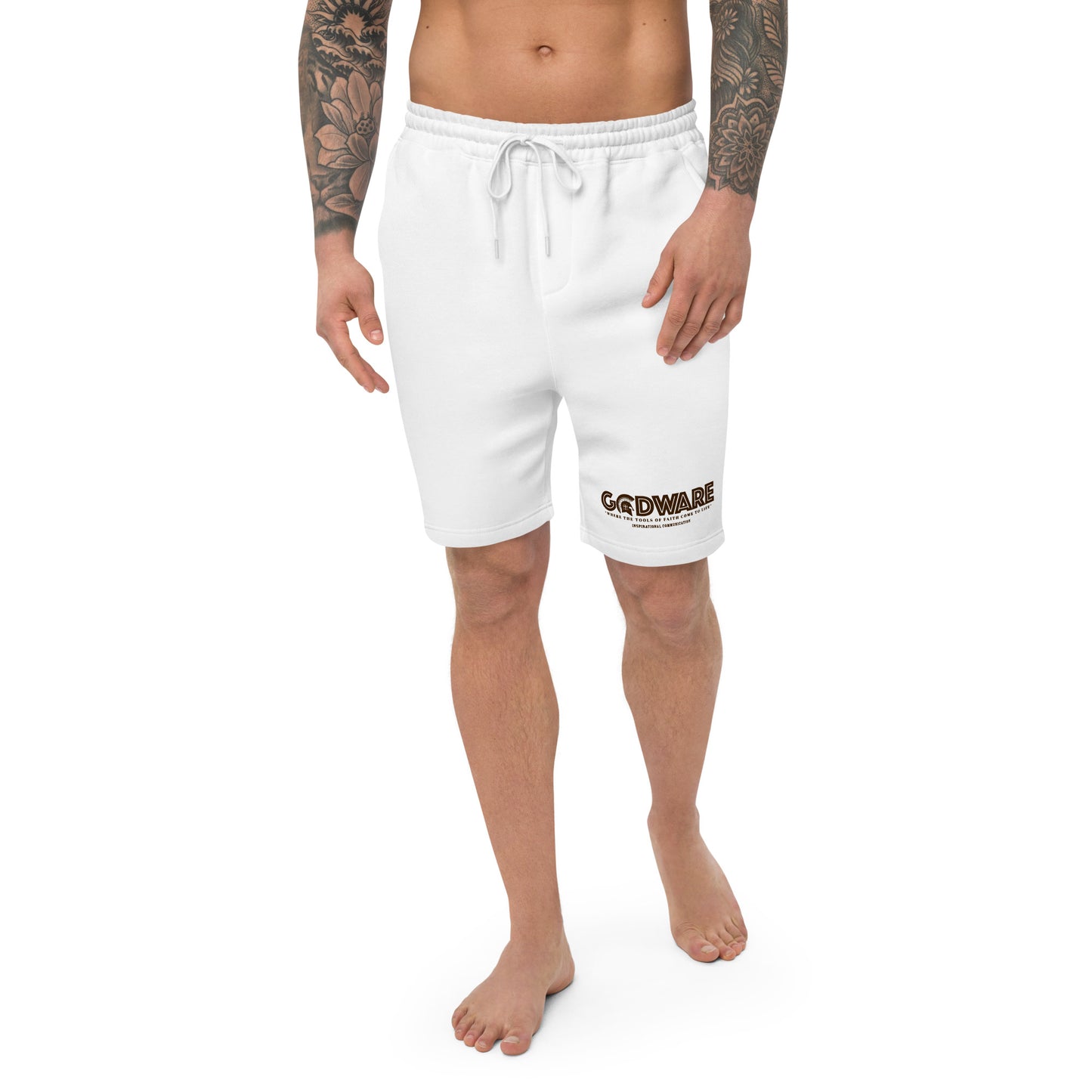 Godware logo cotton fleece shorts (coffee print)