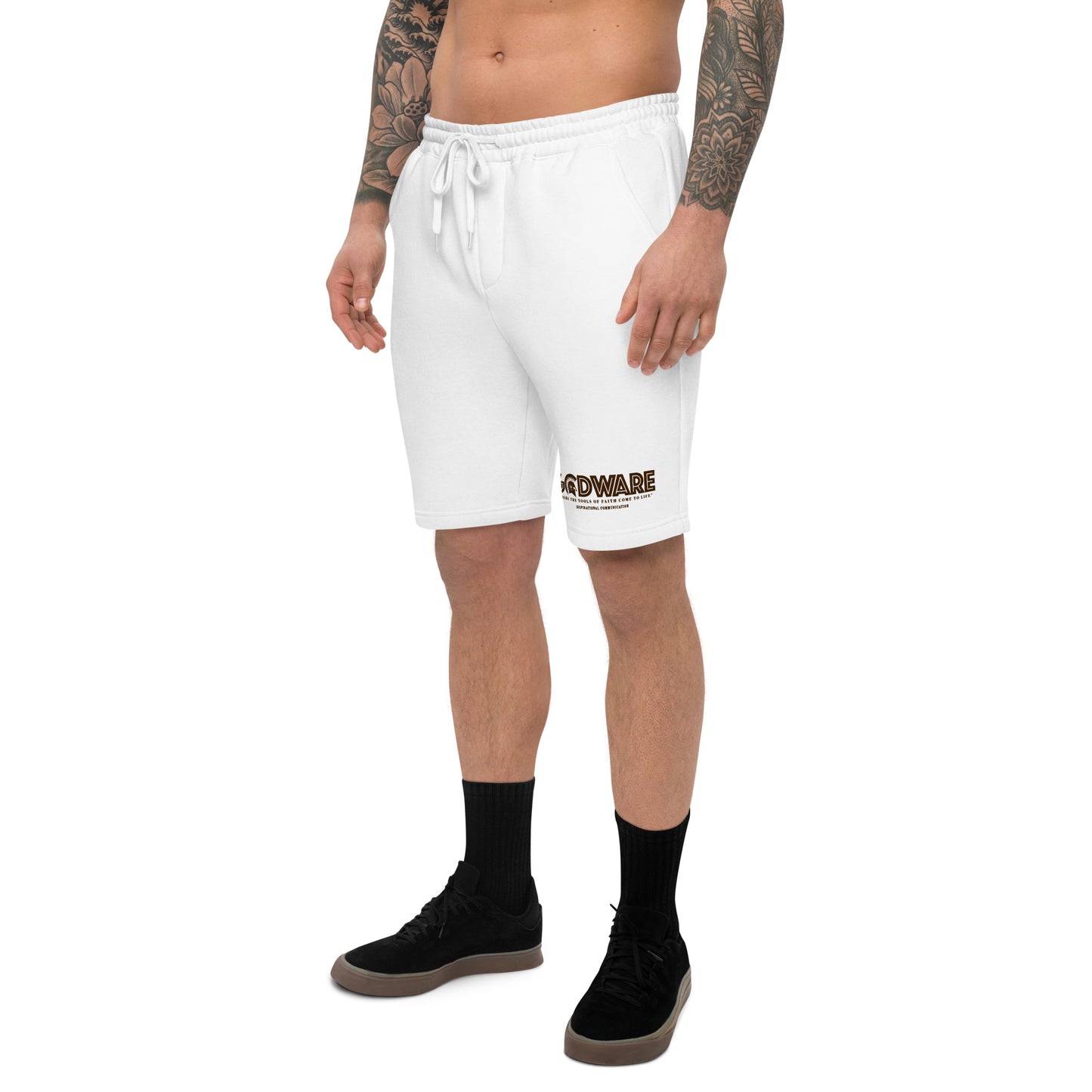 Godware logo cotton fleece shorts (coffee print)