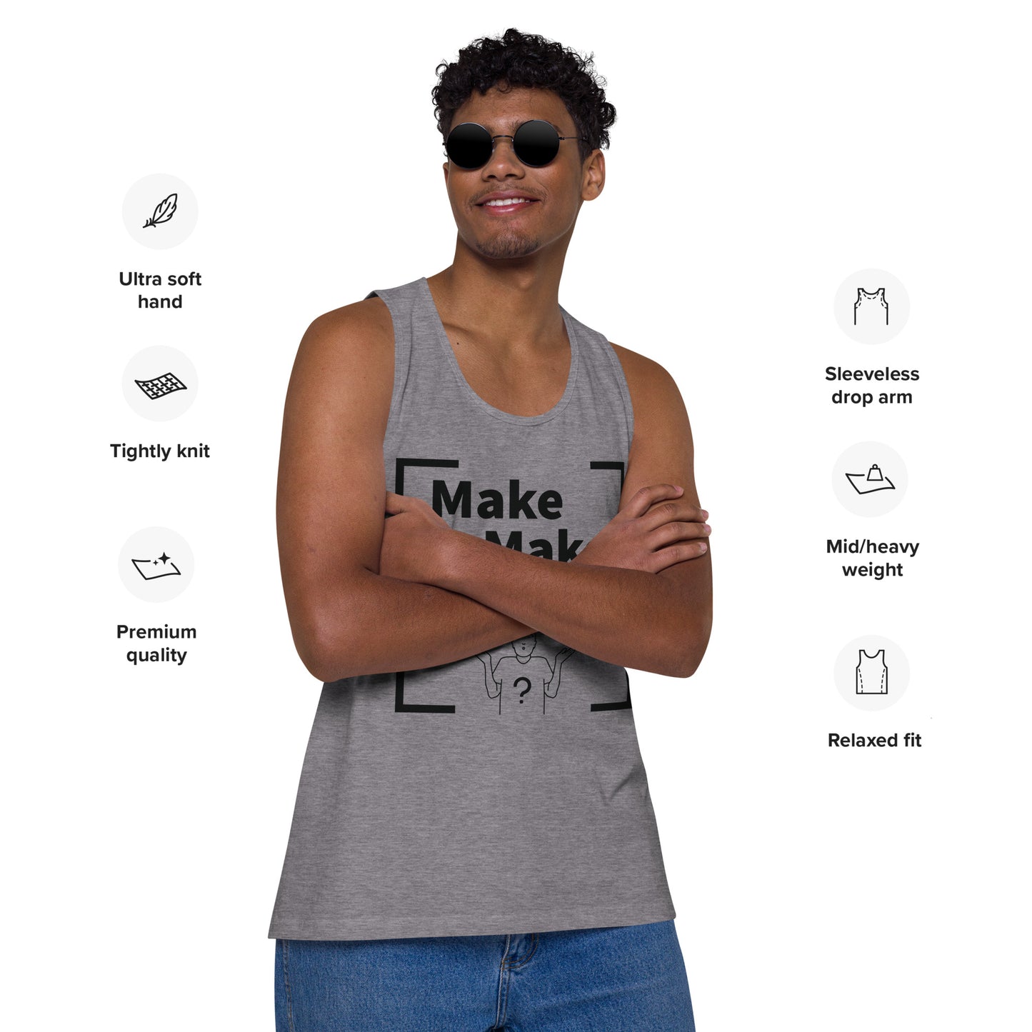 Make it Make Sense Men’s premium tank top - Black Print