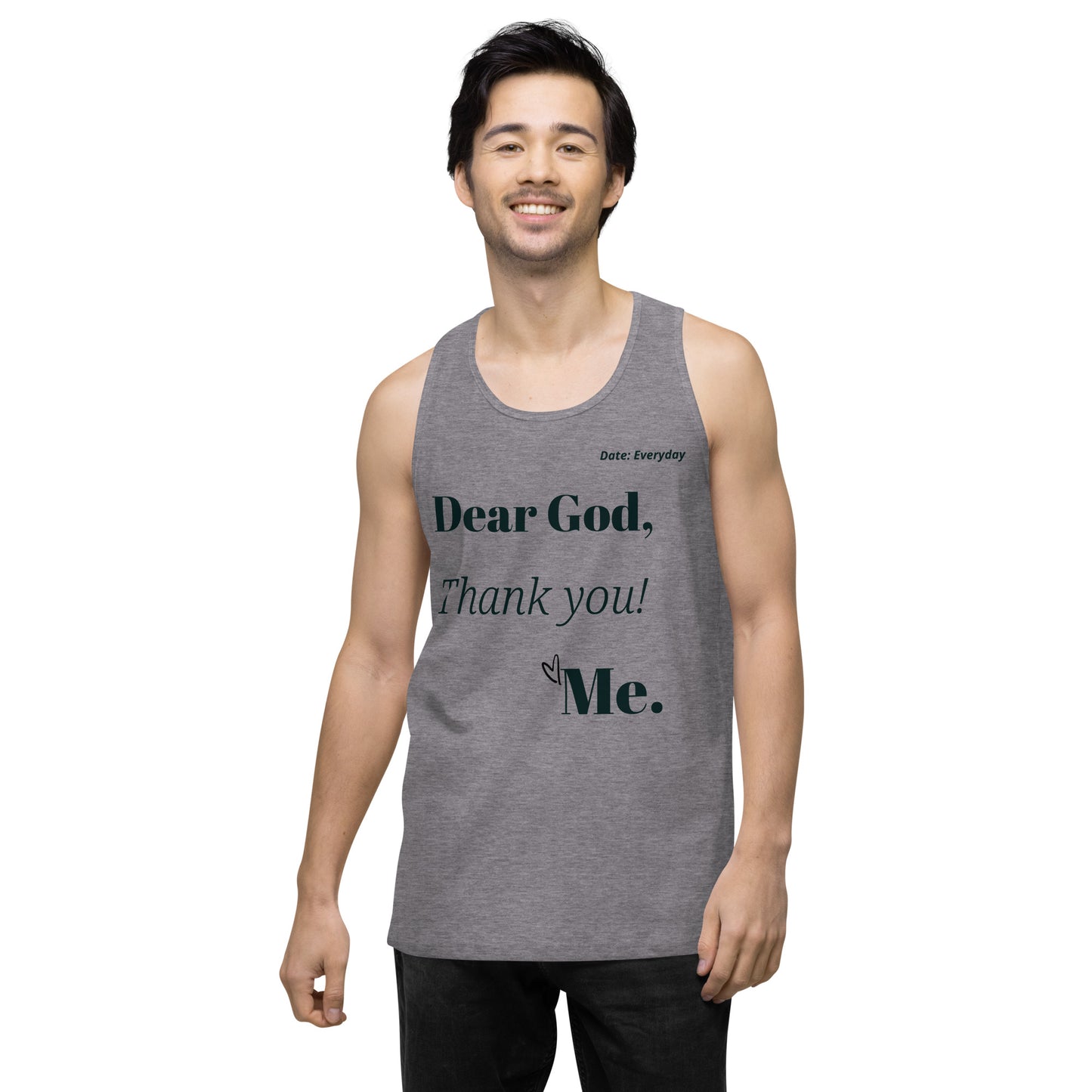 Dear God Thank You Love Me Men's Premium Cotton Tank Top - Black | Faith Muscle Tank