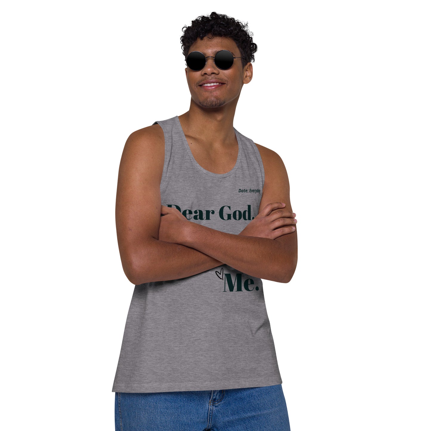 Dear God Men’s premium cotton tank top - Black print