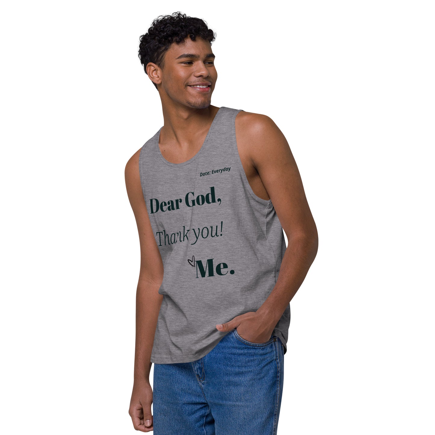 Dear God Men’s premium cotton tank top - Black print