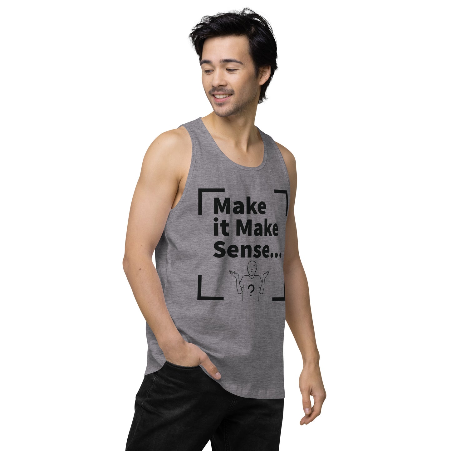 Make it Make Sense Men’s premium tank top - Black Print