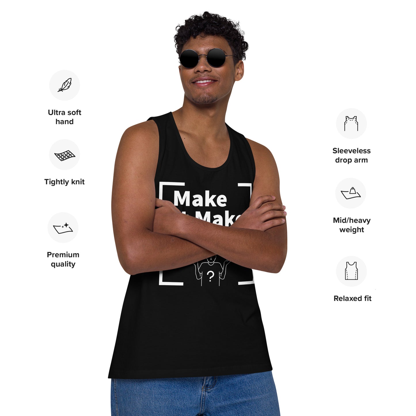 Make it Make Sense Men’s premium tank top - White Print