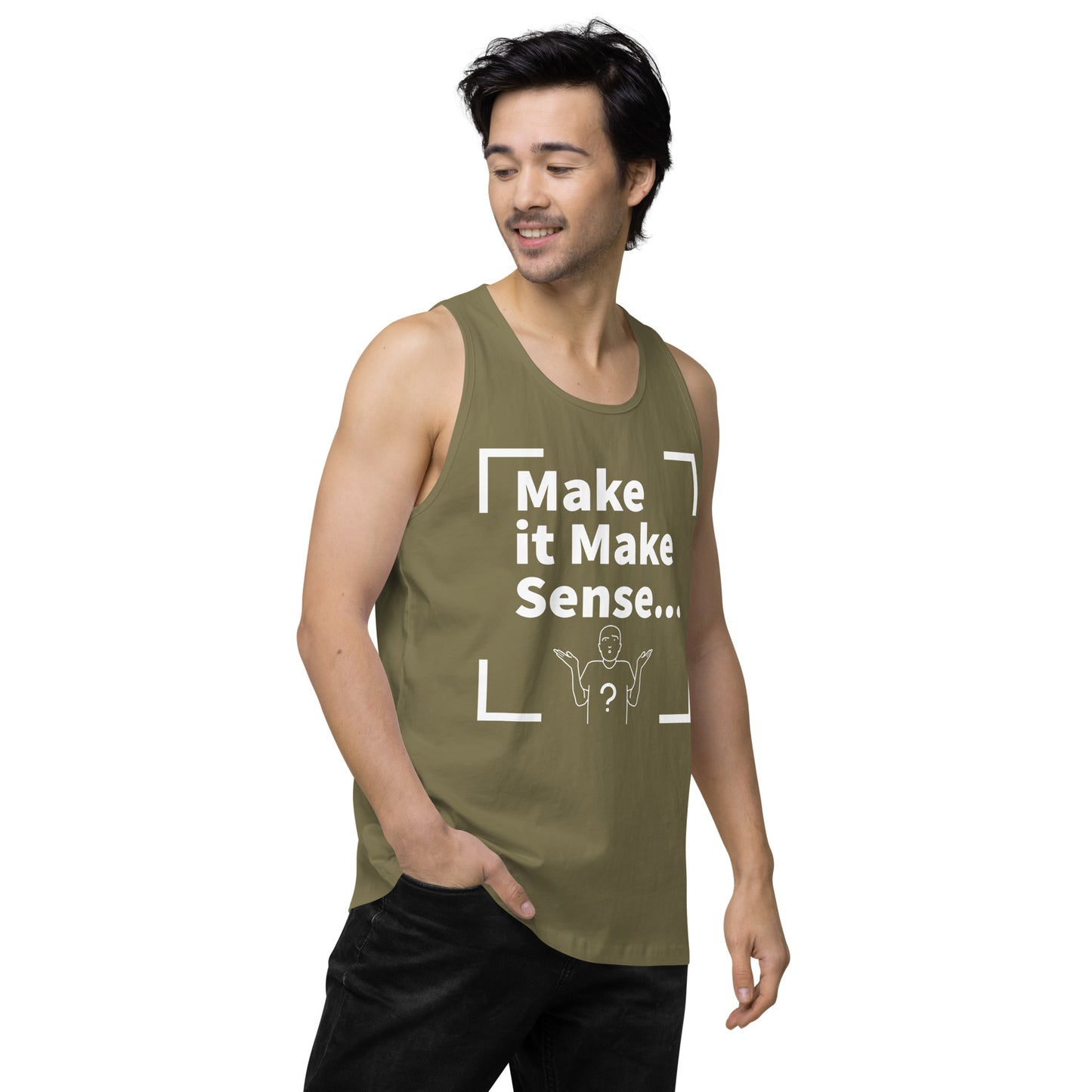 Make it Make Sense Men’s premium tank top - White Print