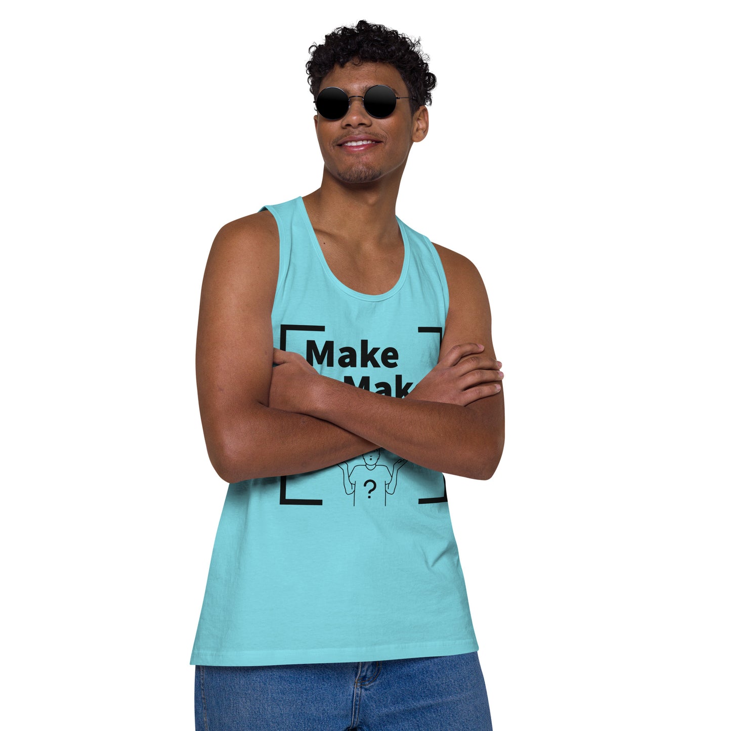 Make it Make Sense Men’s premium tank top - Black Print