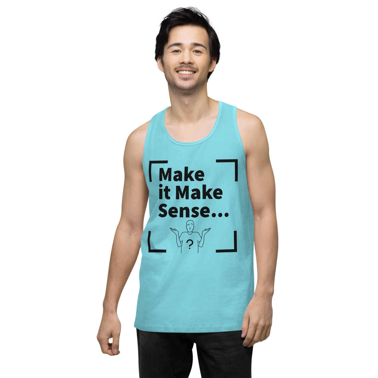 Make it Make Sense Men’s premium tank top - Black Print
