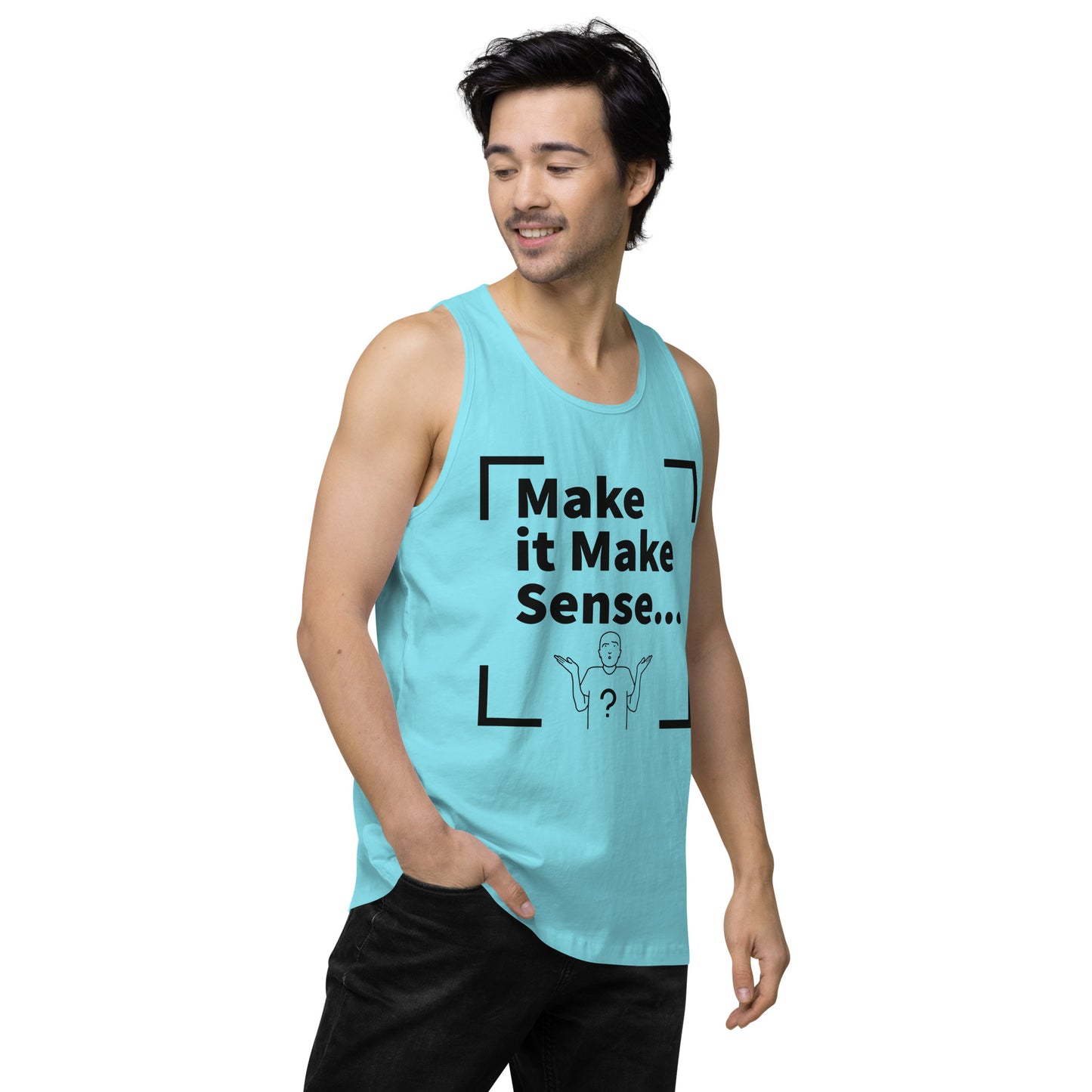 Make it Make Sense Men’s premium tank top - Black Print