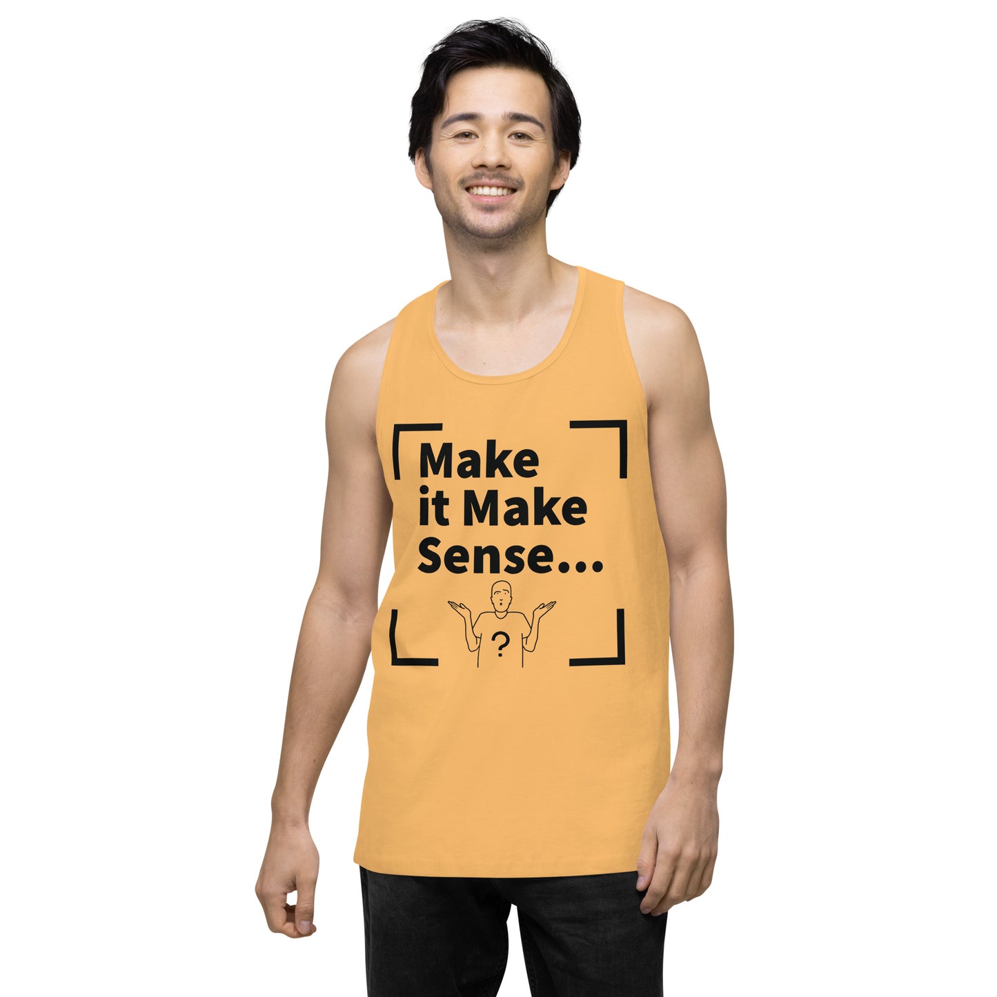 Make it Make Sense Men’s premium tank top - Black Print