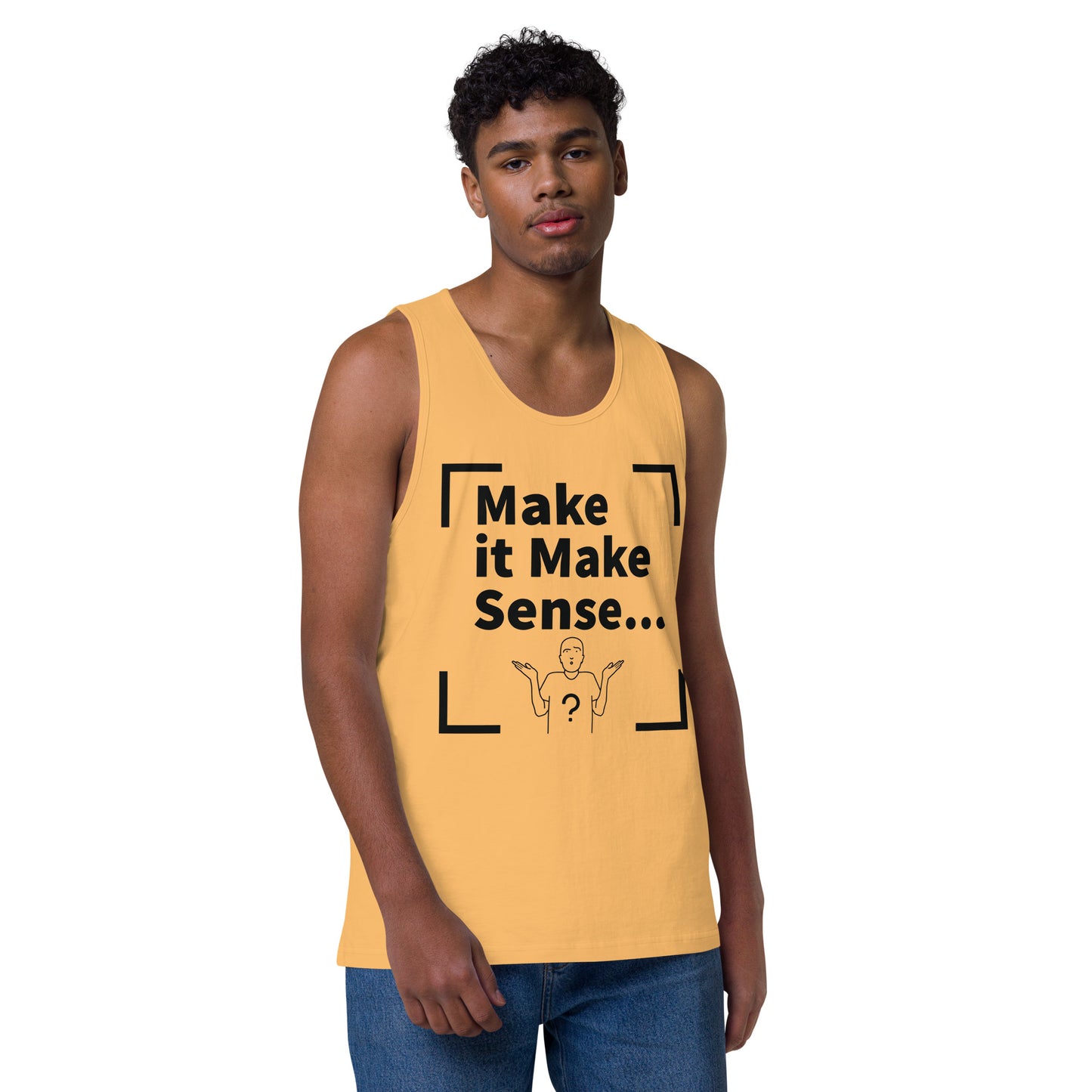 Make it Make Sense Men’s premium tank top - Black Print