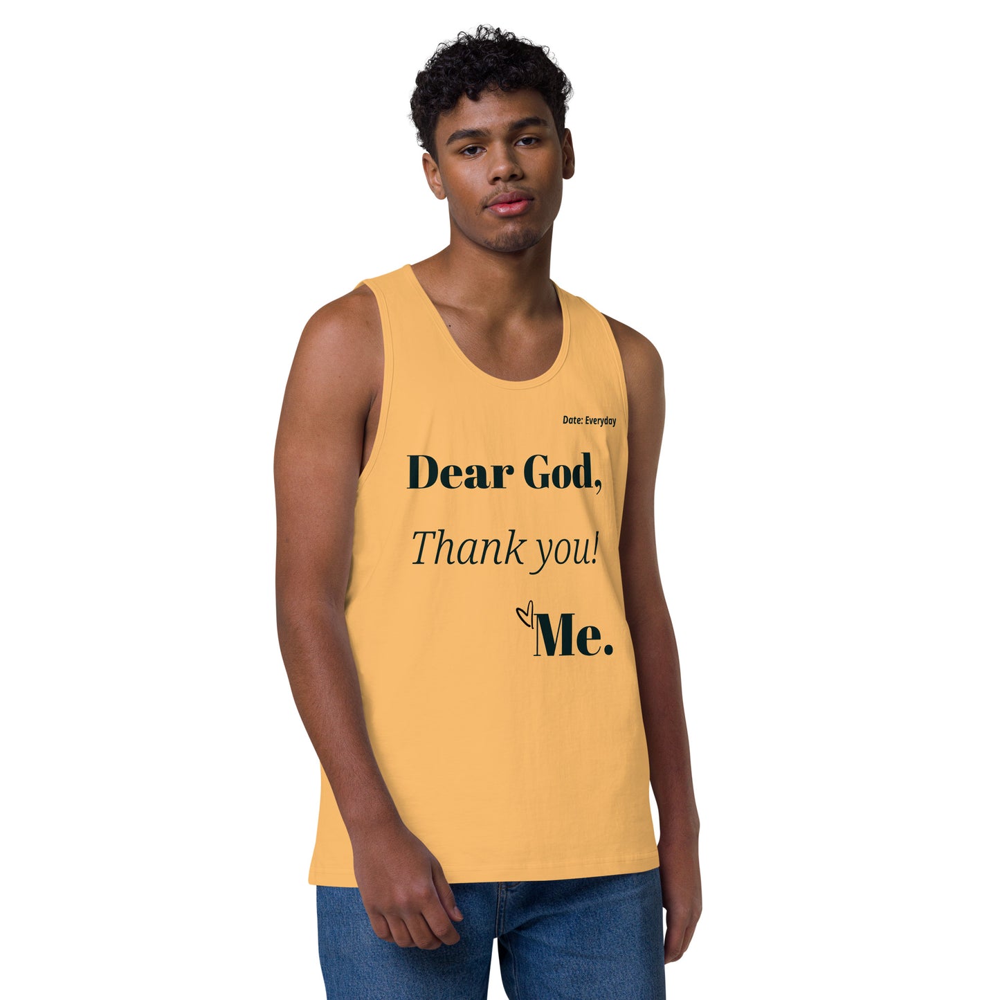 Dear God Men’s premium cotton tank top - Black print