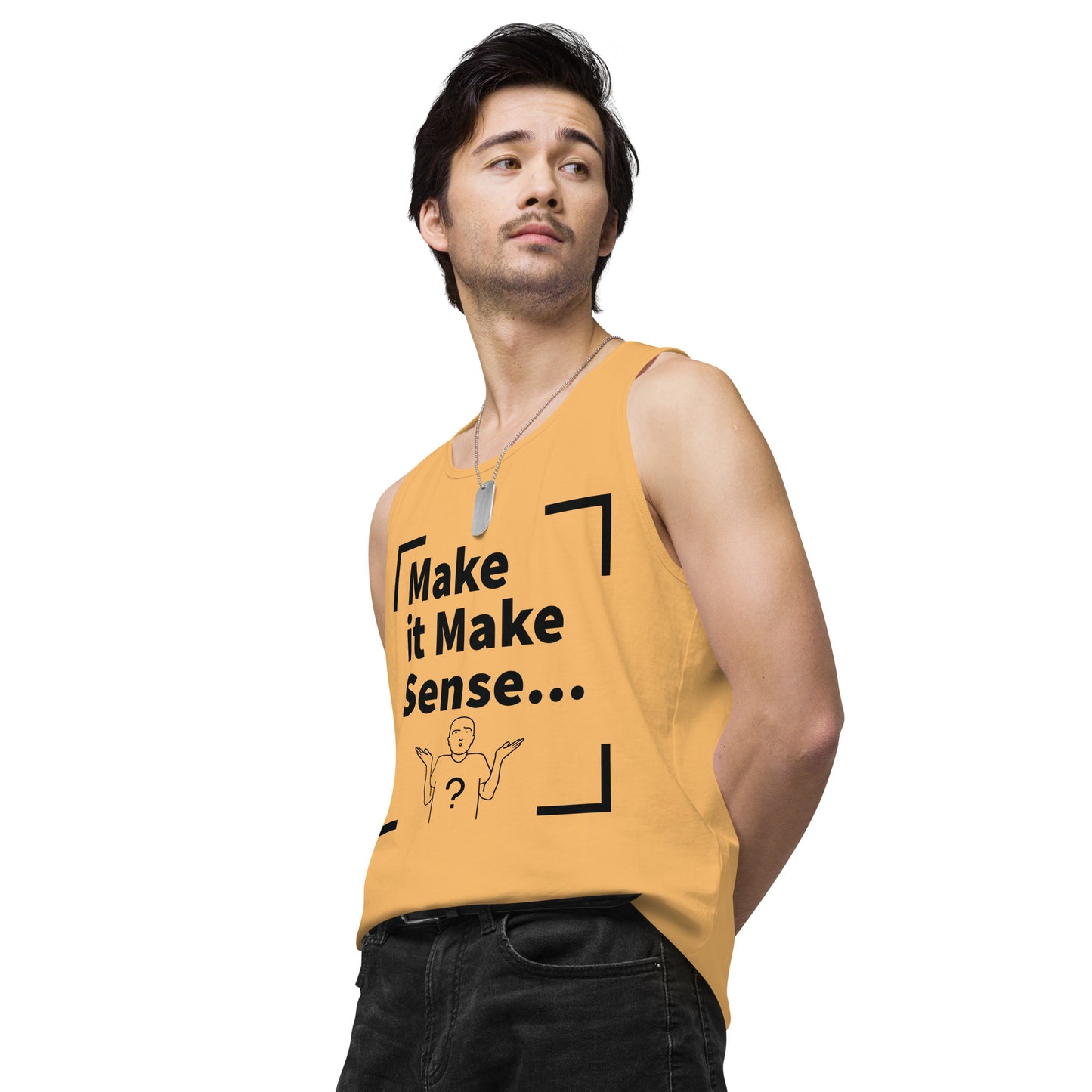 Make it Make Sense Men’s premium tank top - Black Print