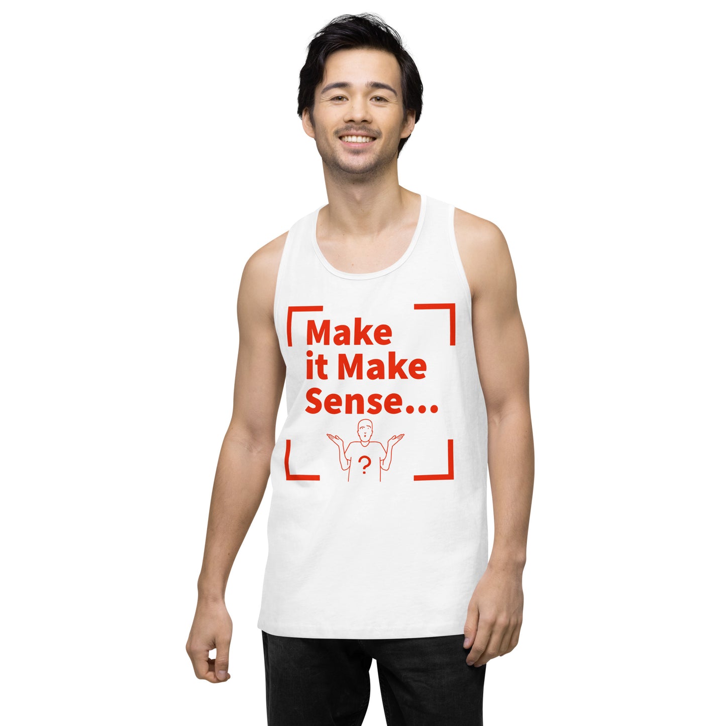 Make it Make Sense Men’s premium tank top - Red print