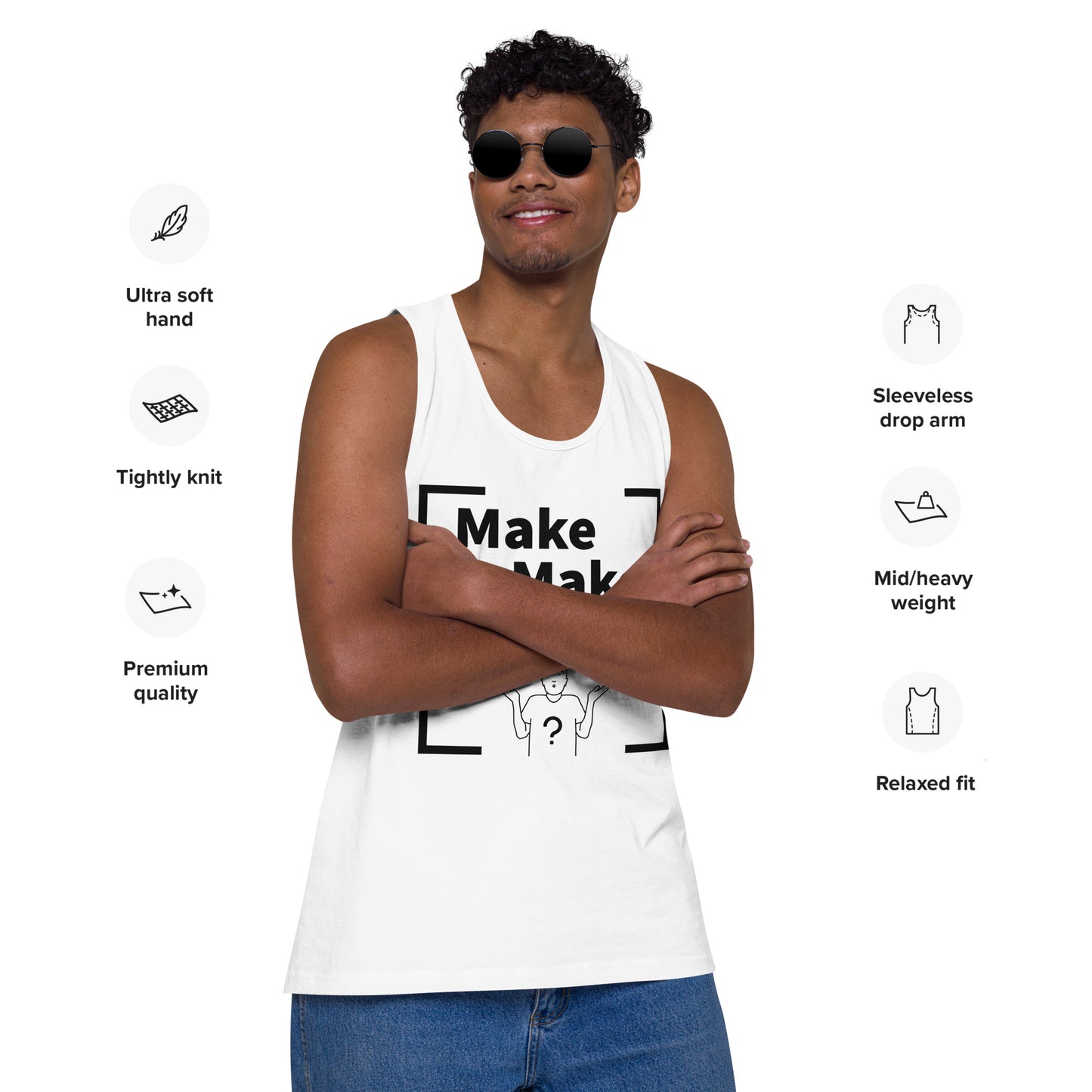 Make it Make Sense Men’s premium tank top - Black Print