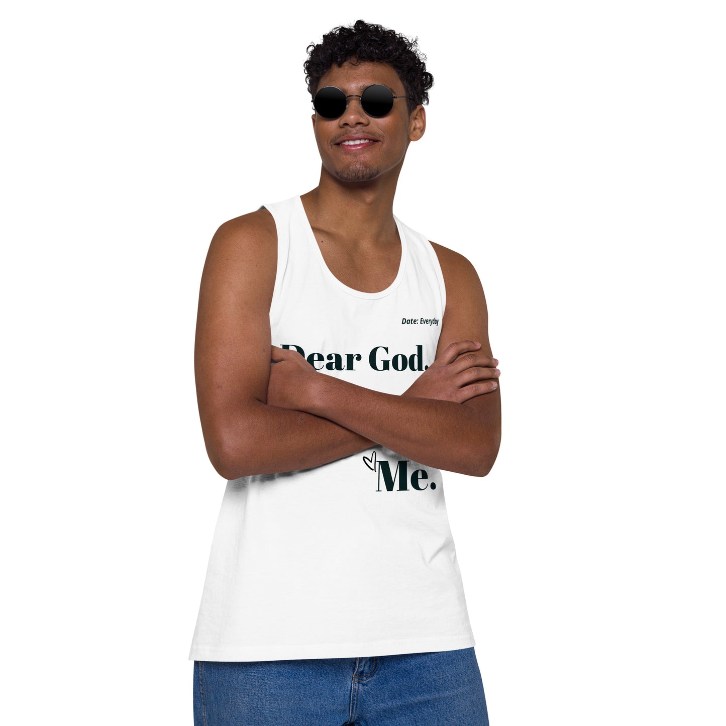 Dear God Men’s premium cotton tank top - Black print
