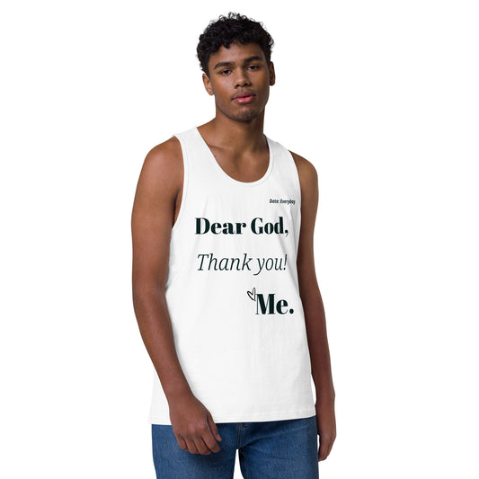 Dear God Men’s premium cotton tank top - Black print