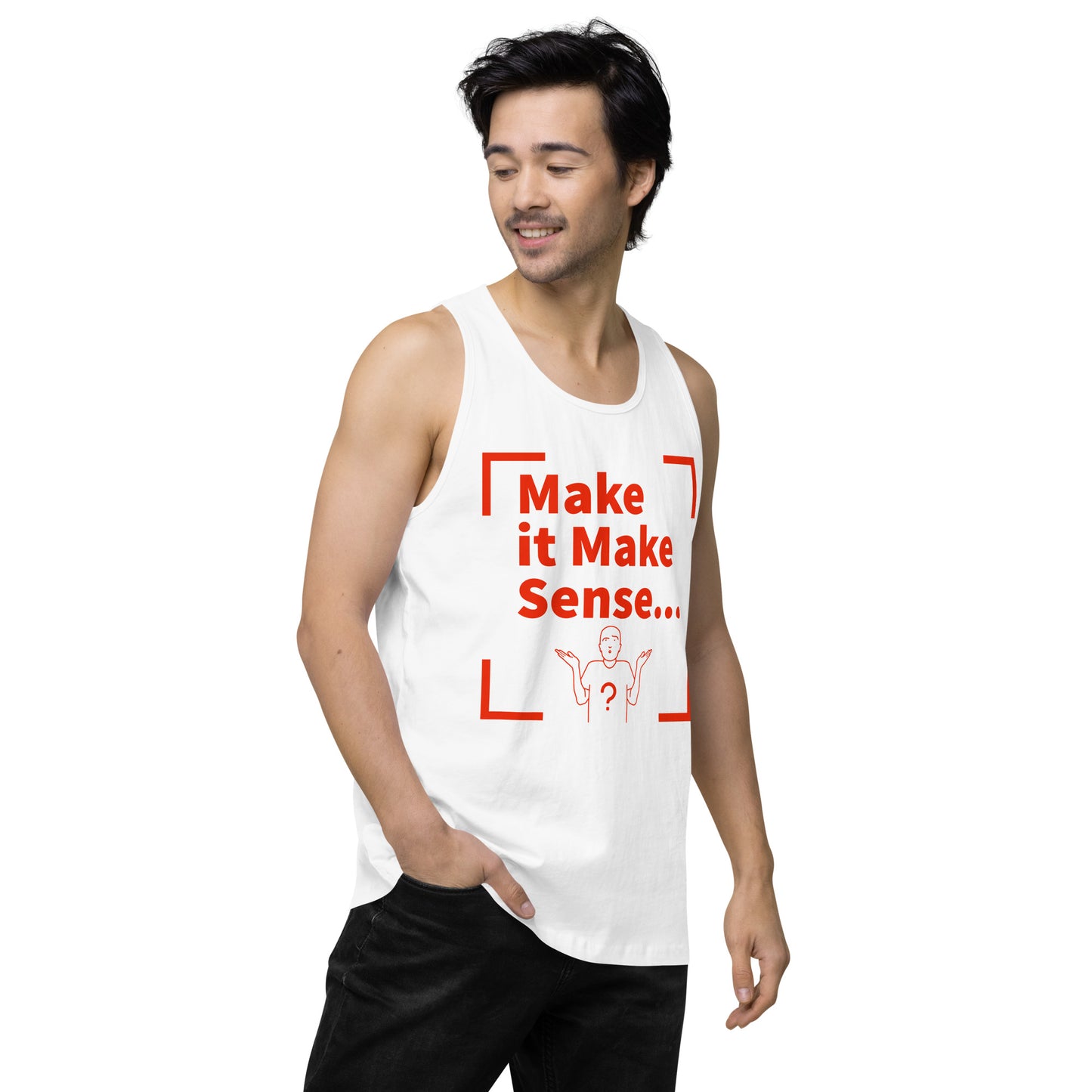 Make it Make Sense Men’s premium tank top - Red print