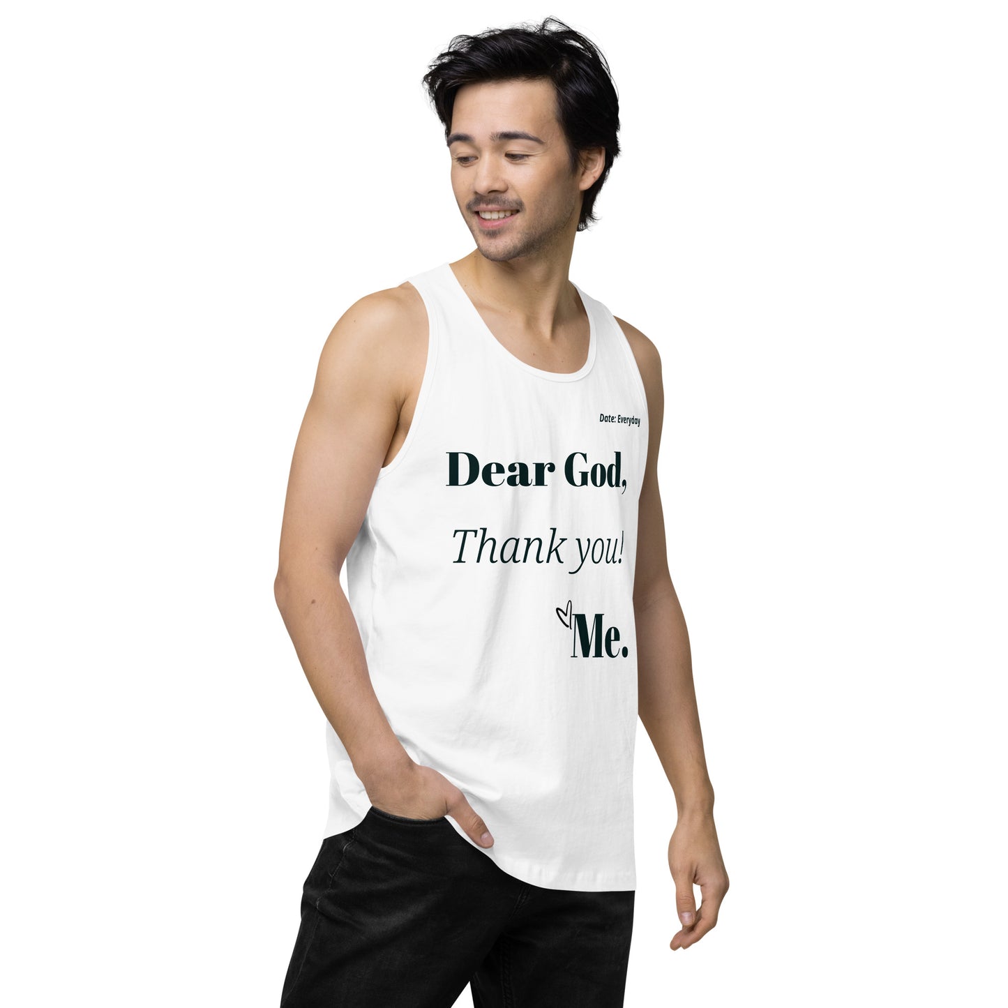 Dear God Men’s premium cotton tank top - Black print