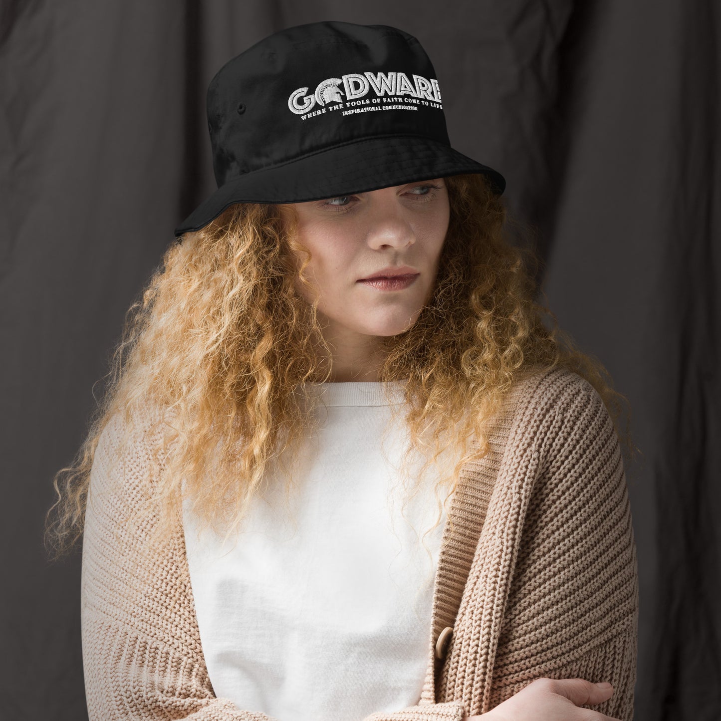 Godware Unisex Organic bucket hat - White print