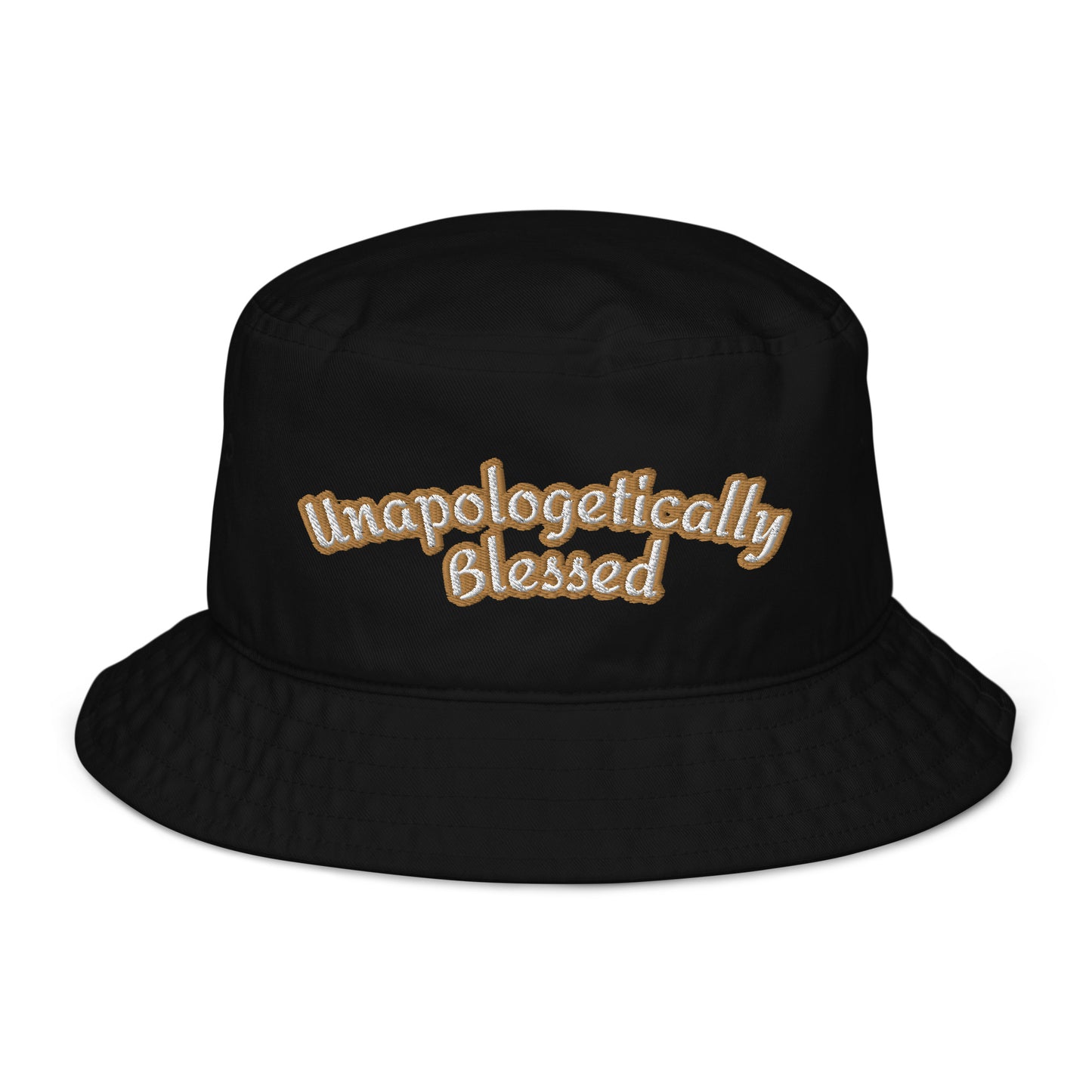 Unpologetically Blessed Organic bucket hat - Black/Beige print