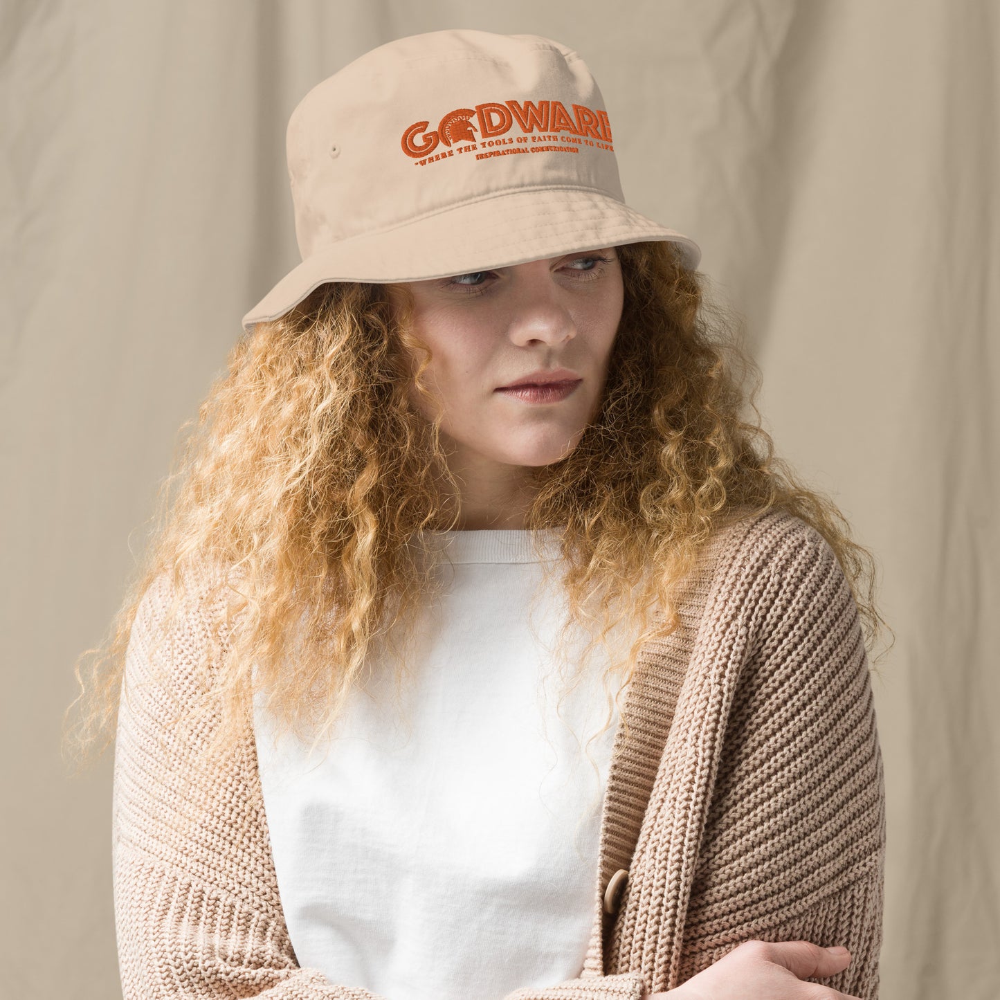 Godware Unisex Organic bucket hat - Orange print