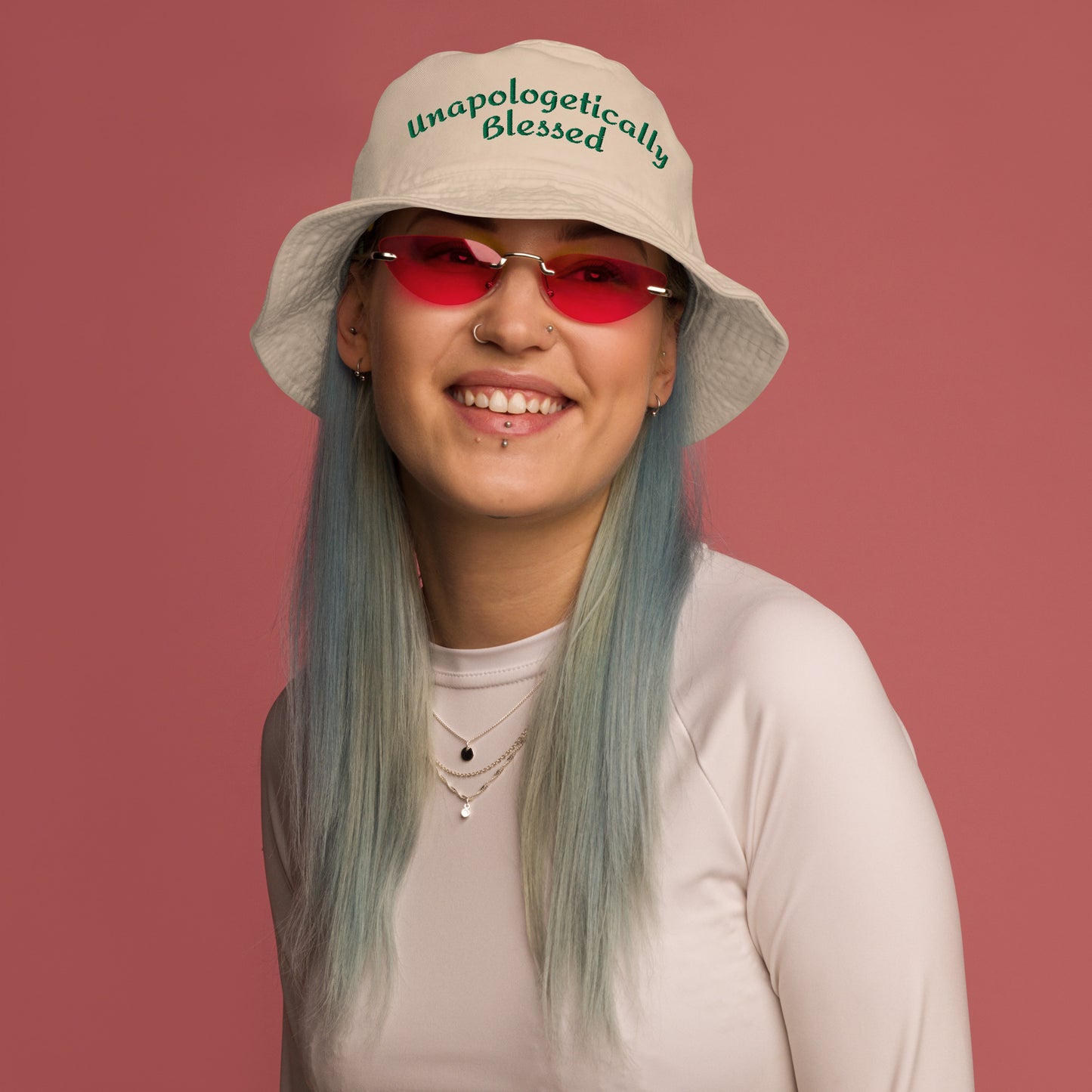 Unapologetically Blessed Organic bucket hat - Beige/Green
