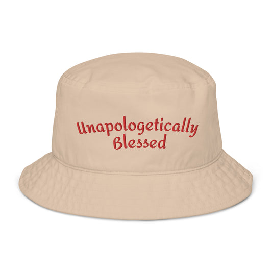 Unapologetically Blessed Organic bucket hat - Red print