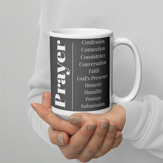 Mug - Prayer, ceramic, Grey/White