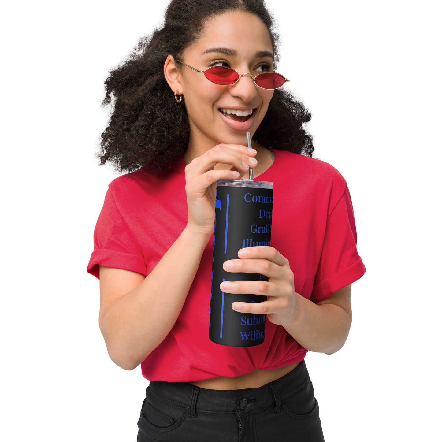 Worship inspirational stainless steel tumbler - Blue print