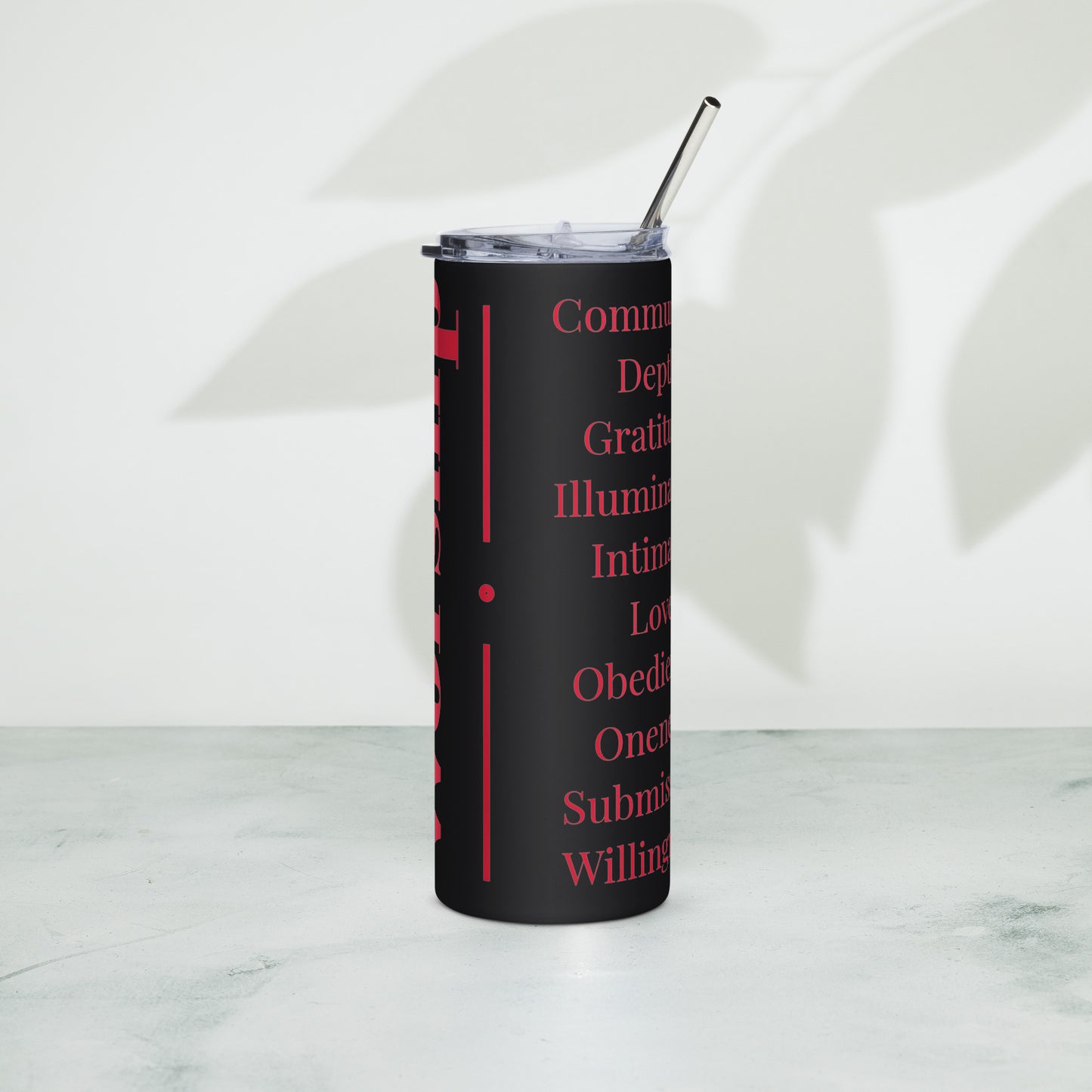 Worship inspirational stainless steel tumbler (Red print)