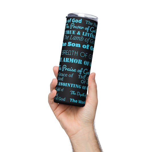 Attributes of God insulated tumbler - Turquoise print