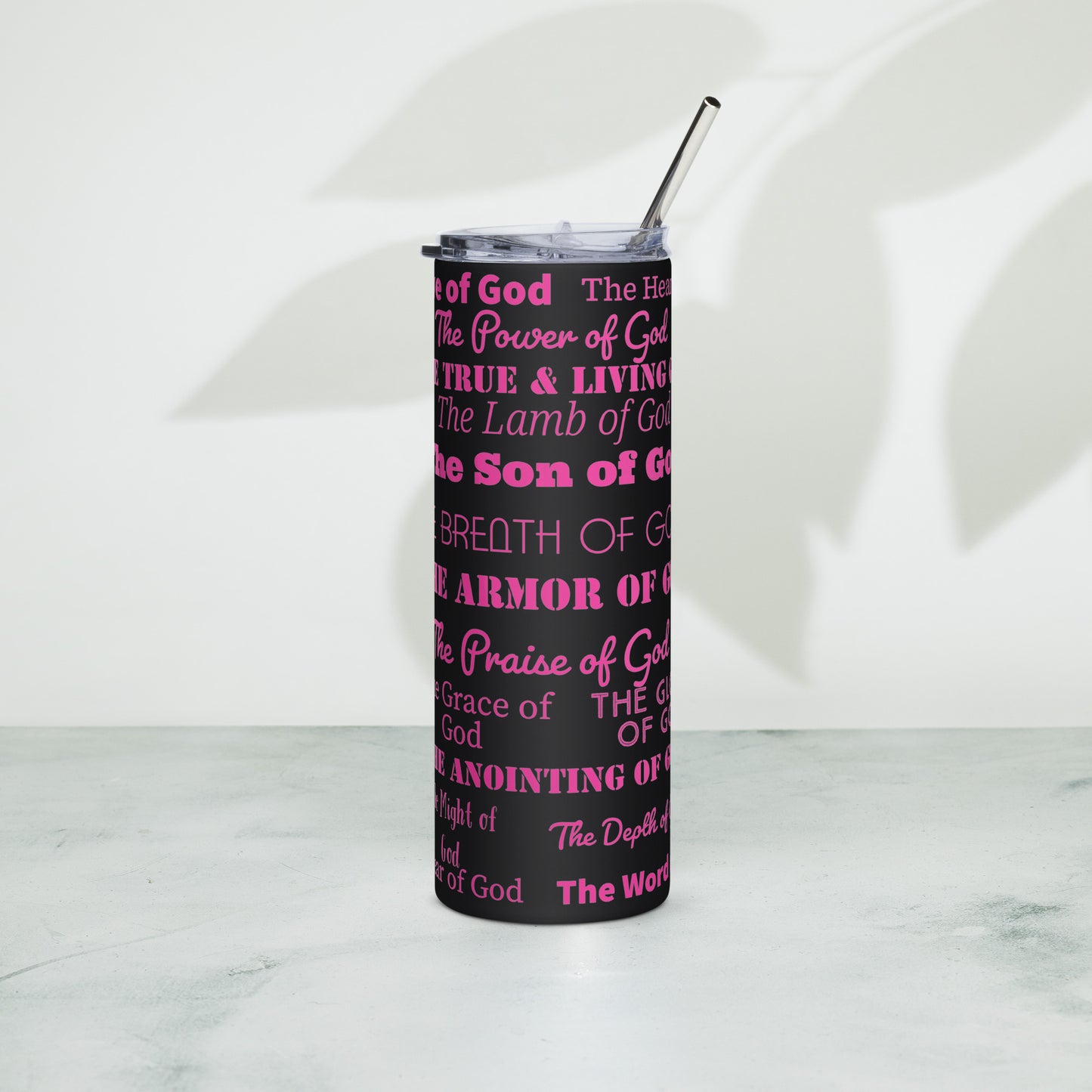 Attributes of God insulated tumbler - Pink Print