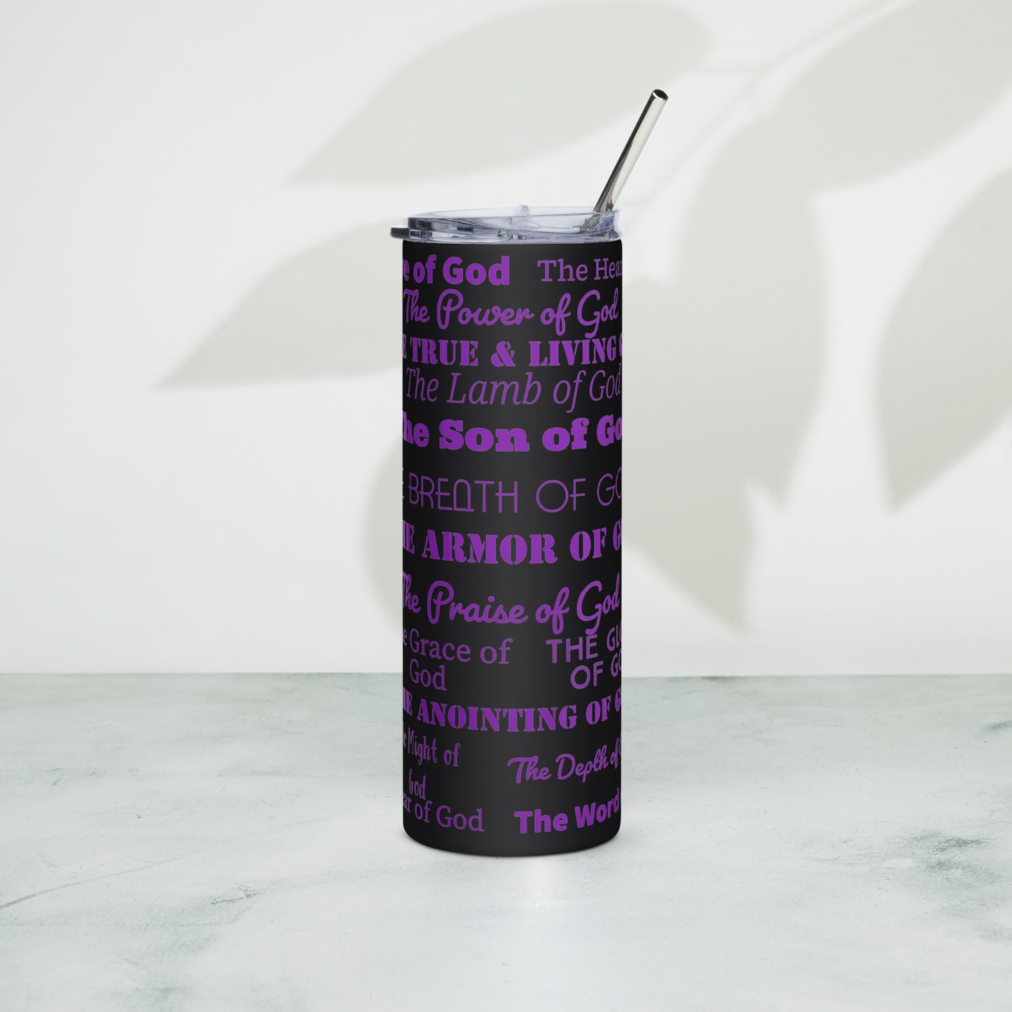 Attributes of God insulated tumbler - Purple Print