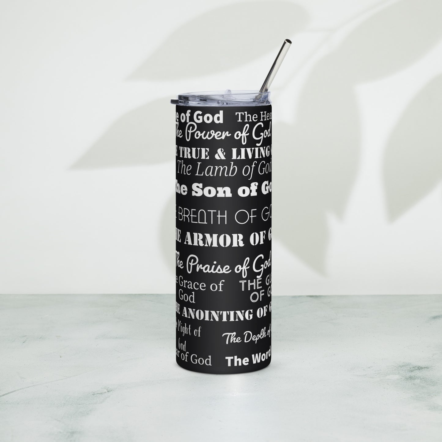 Attributes of God insulated tumbler - Black/White