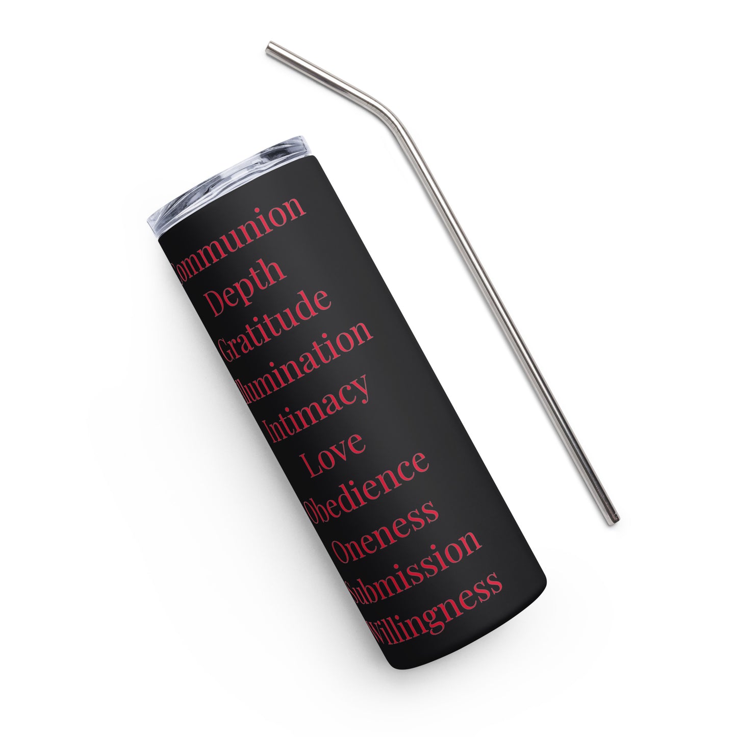 Worship inspirational stainless steel tumbler (Red print)
