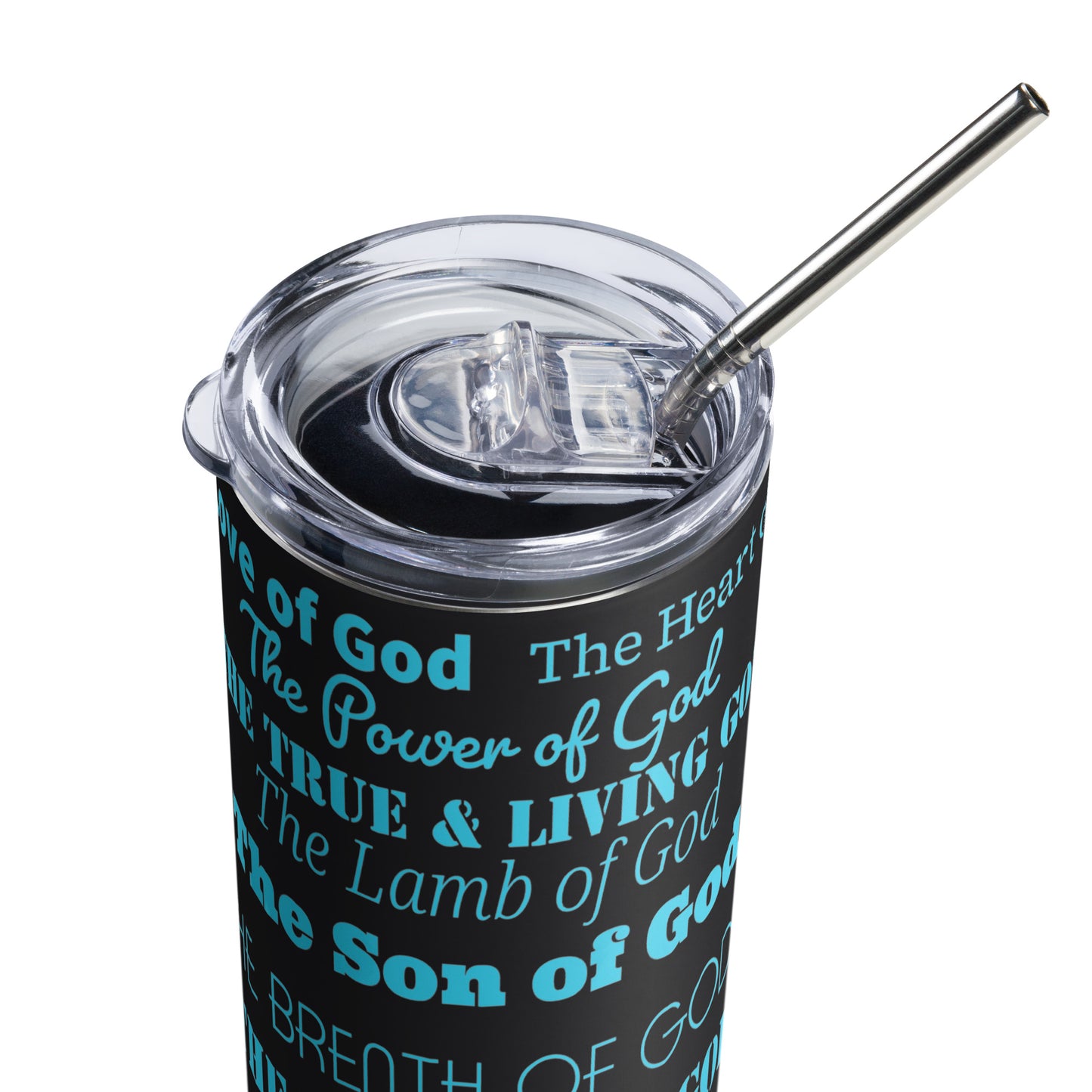 Attributes of God insulated tumbler - Turquoise print