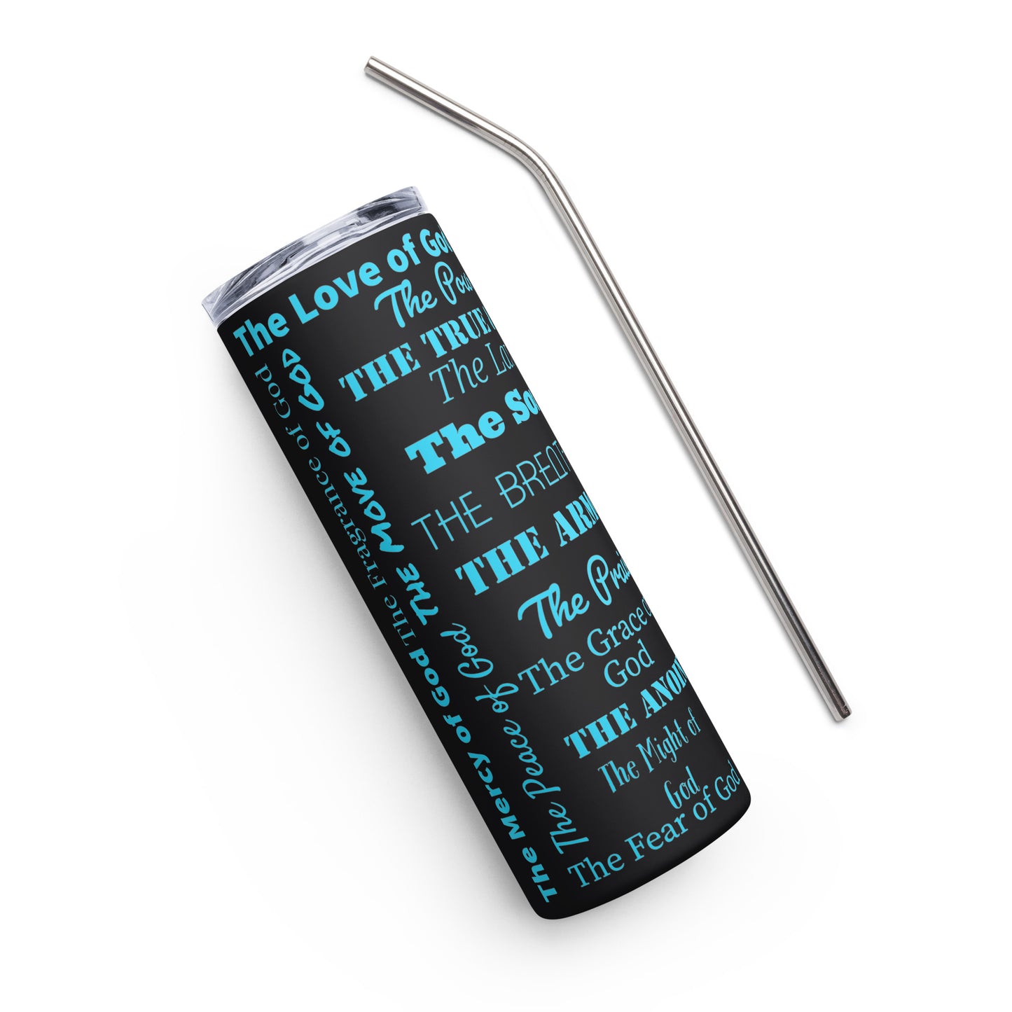 Attributes of God insulated tumbler - Turquoise print