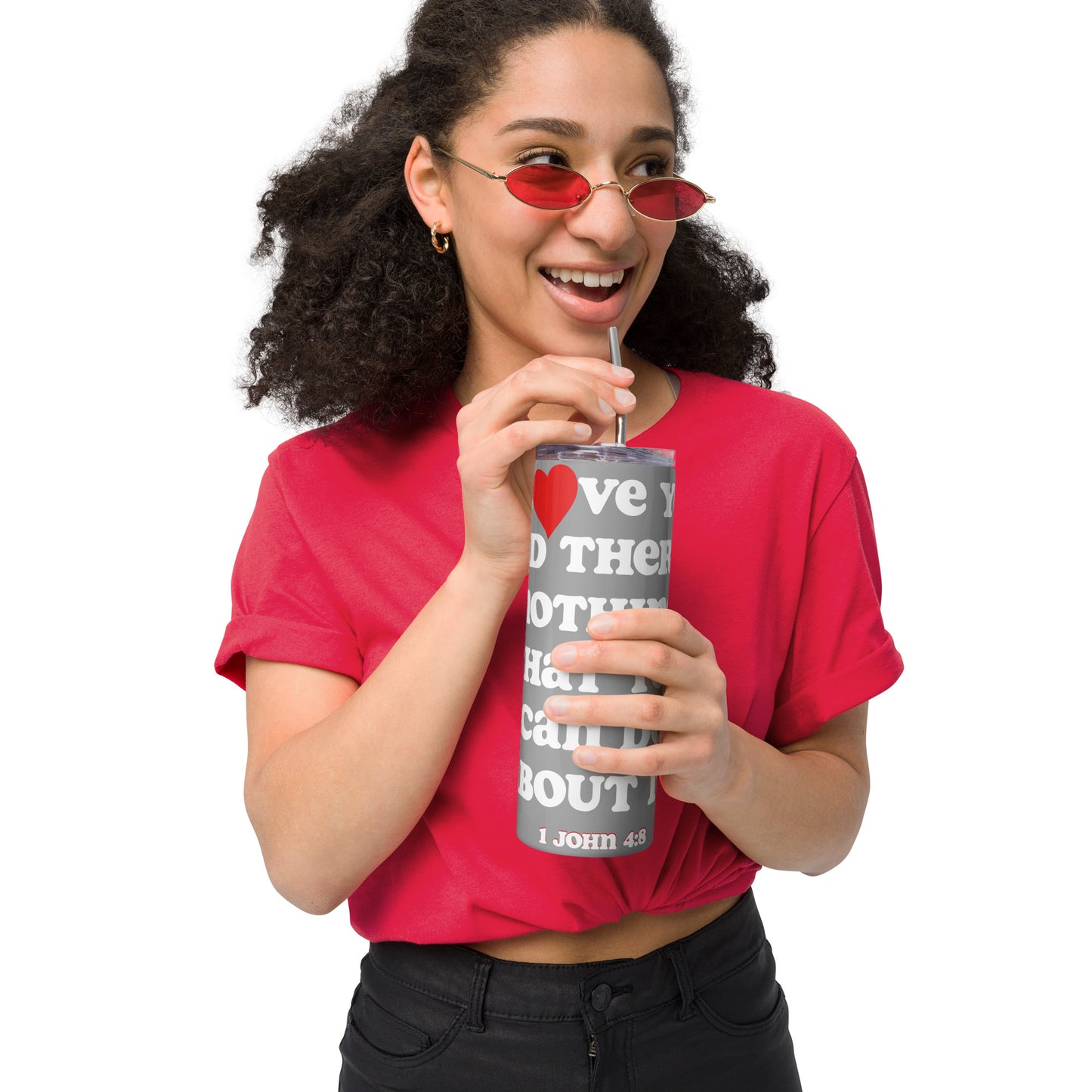 I Love You inspirational tumbler - Grey
