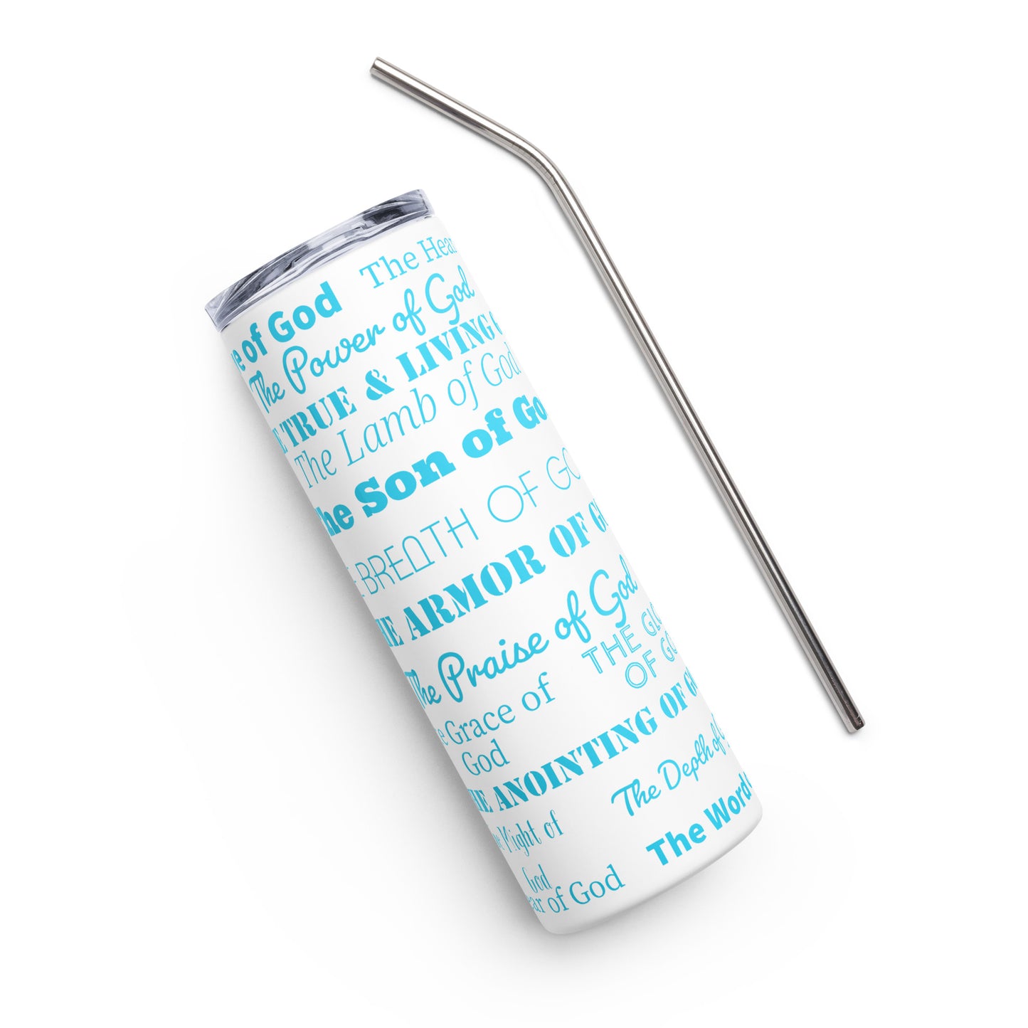 Attributes of God insulated tumbler - Turquoise print