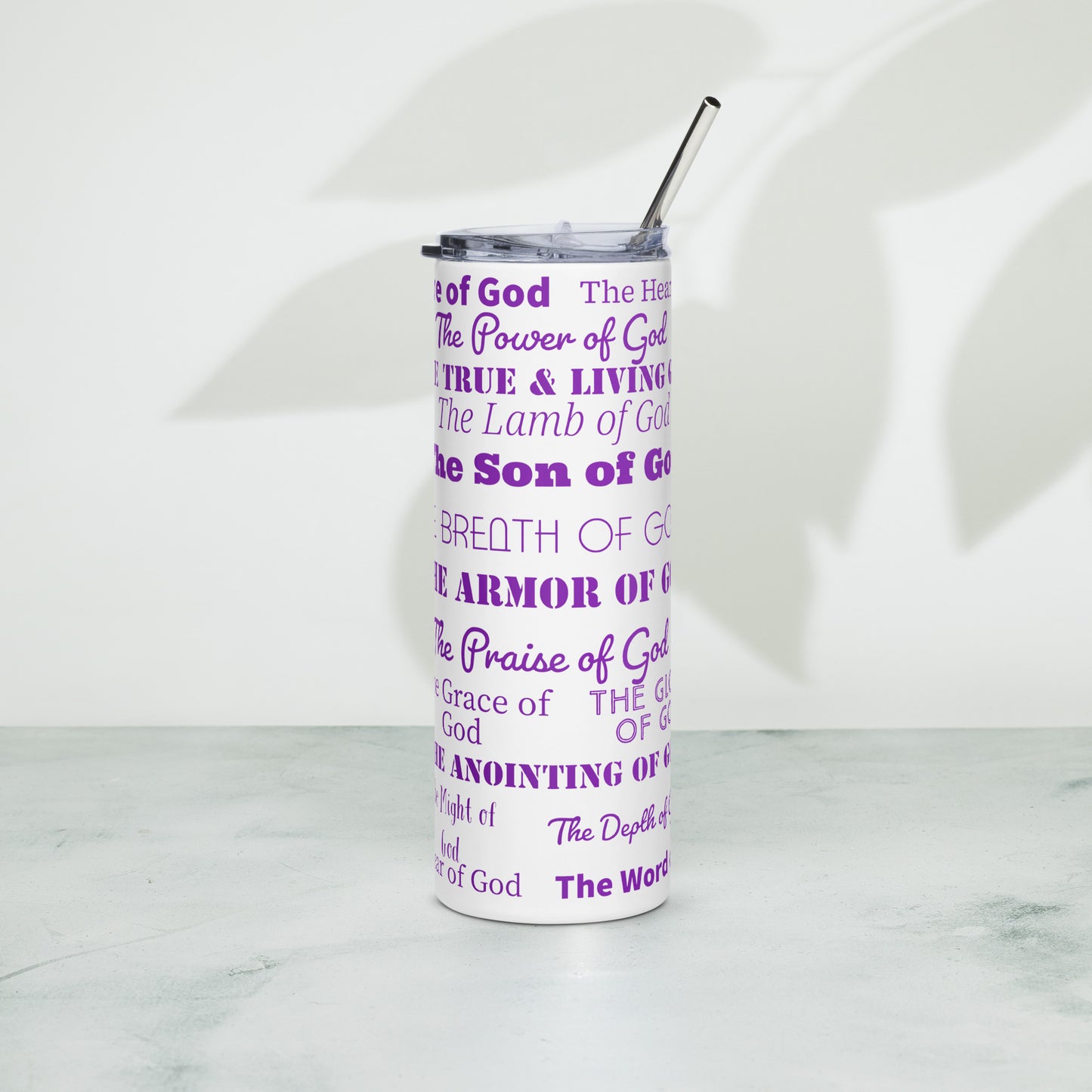 Attributes of God insulated tumbler - Purple Print