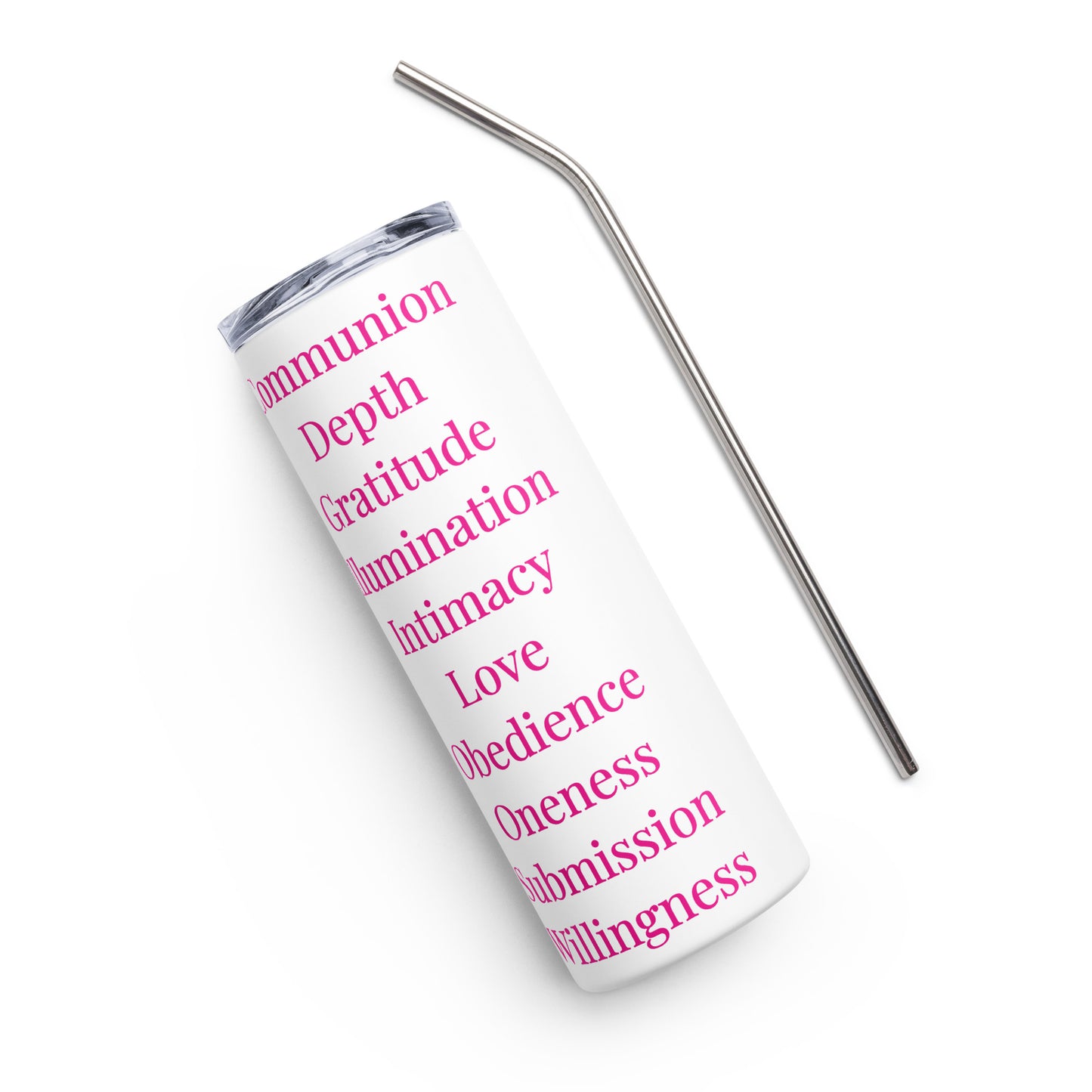 Worship inspirational stainless steel tumbler - Pink Print