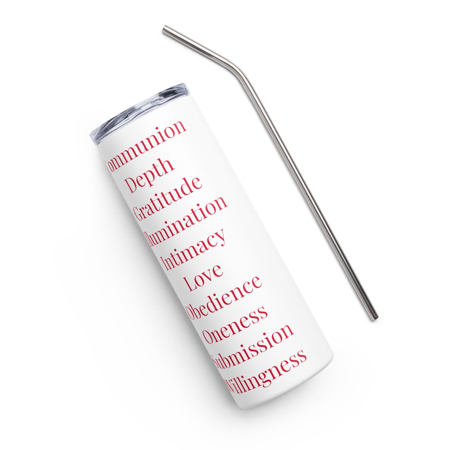 Worship inspirational stainless steel tumbler (Red print)