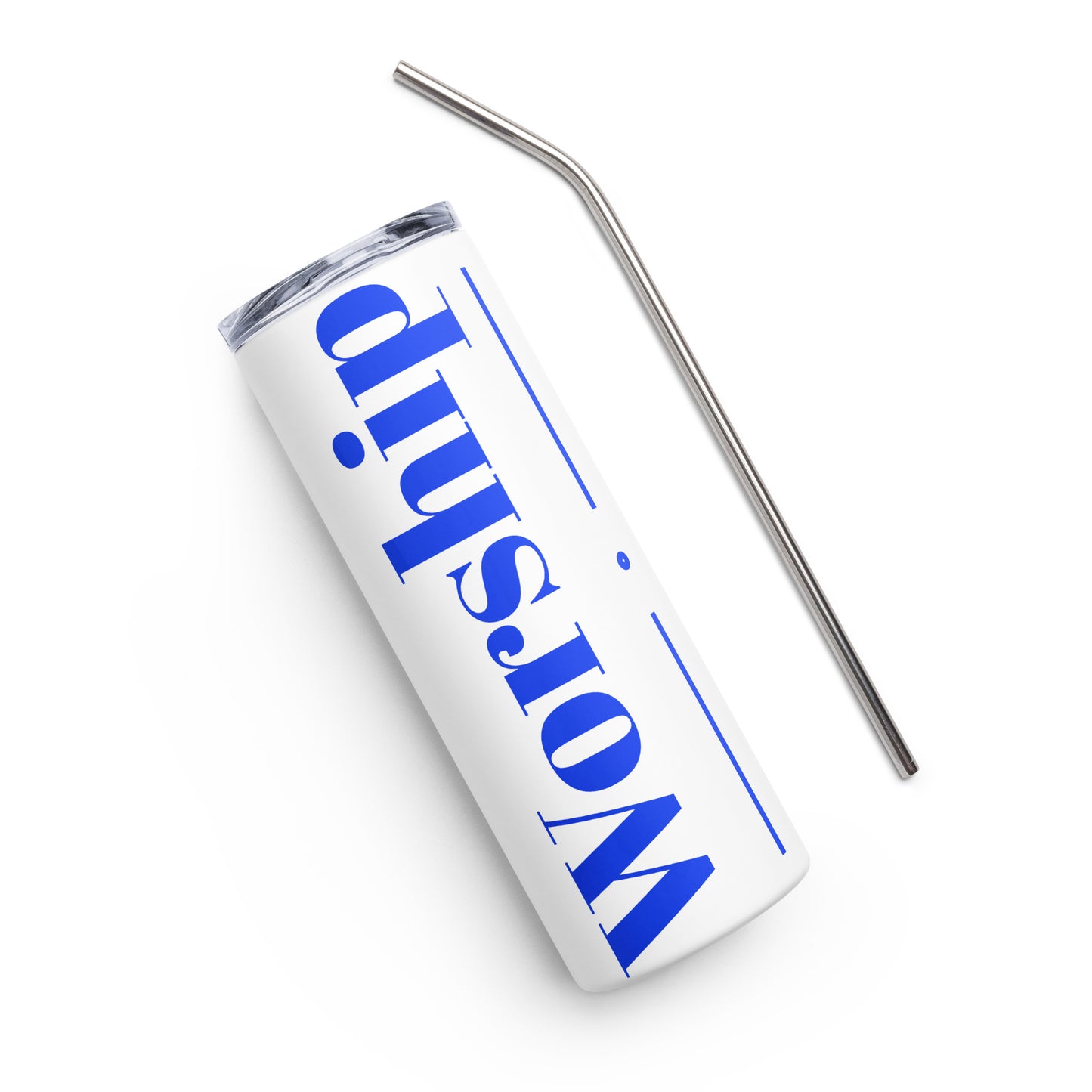 Worship inspirational stainless steel tumbler - Blue print
