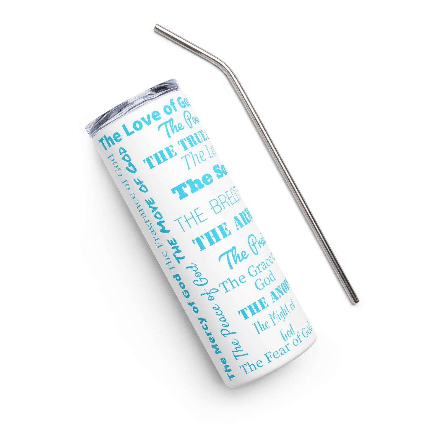 Attributes of God insulated tumbler - Turquoise print